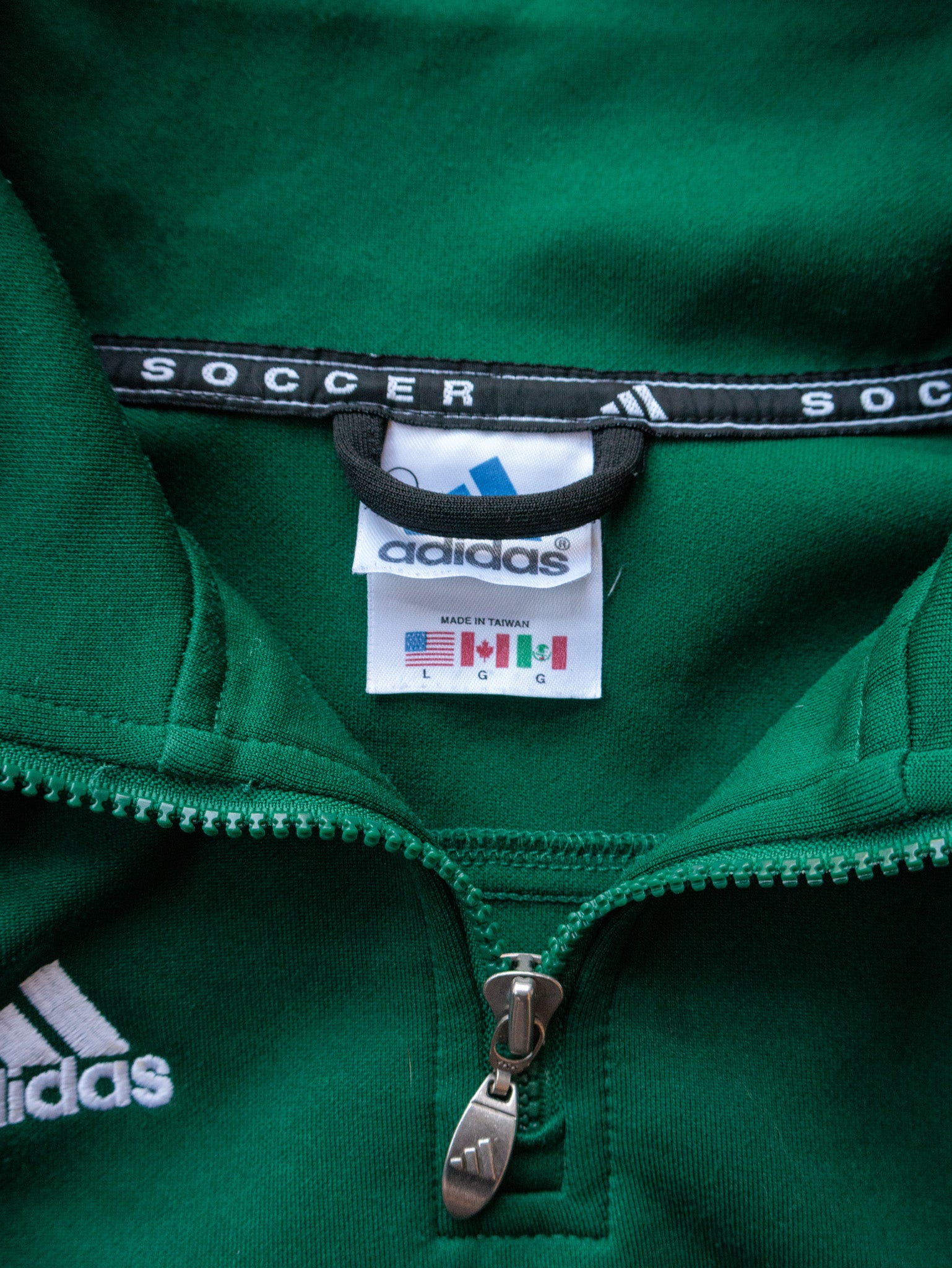 Vintage 00s Green Adidas Colourblock Track Jacket (L)