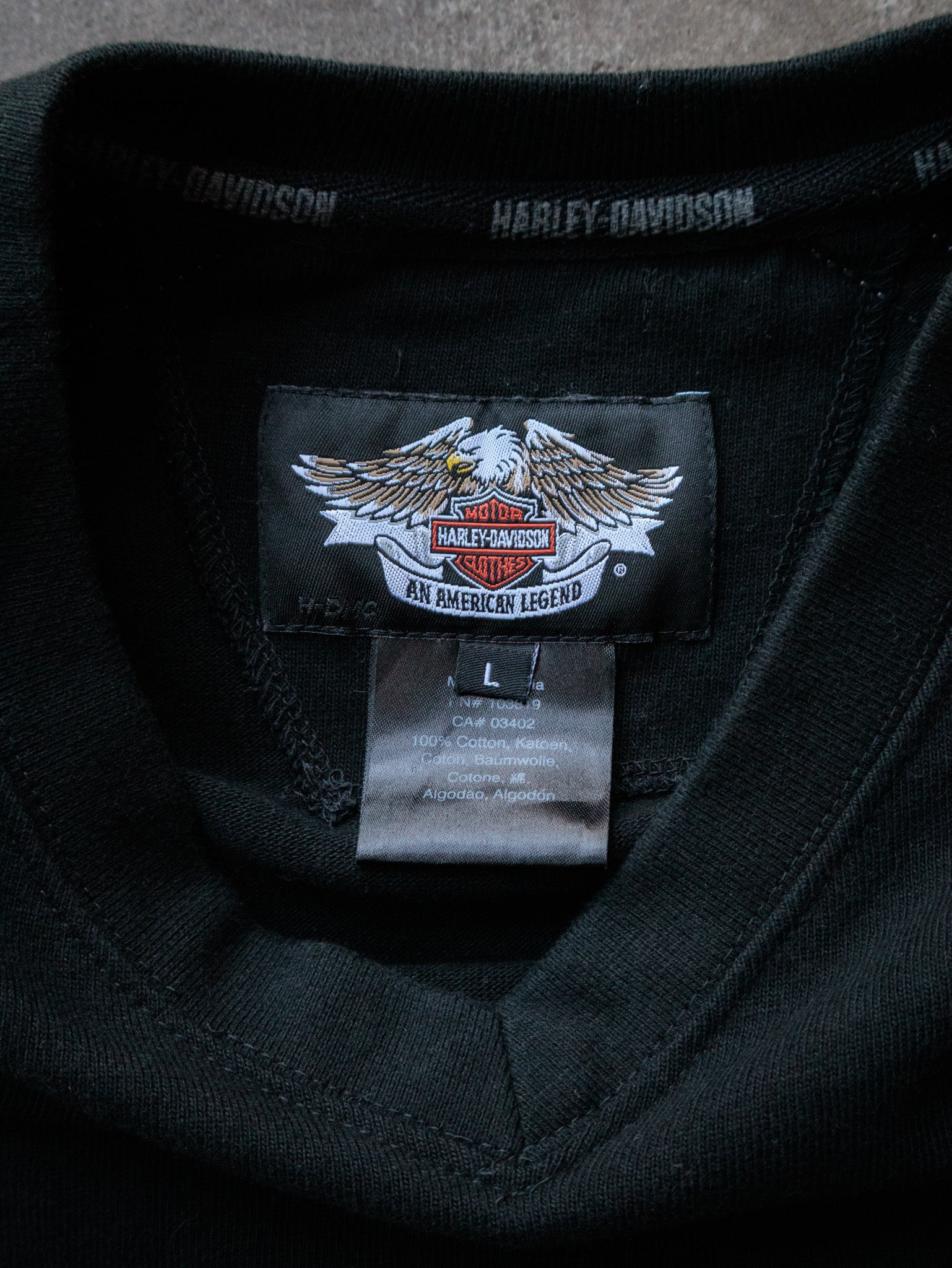 Vintage 00s Black Harley-Davidson Skull Long Sleeve Tee (L)