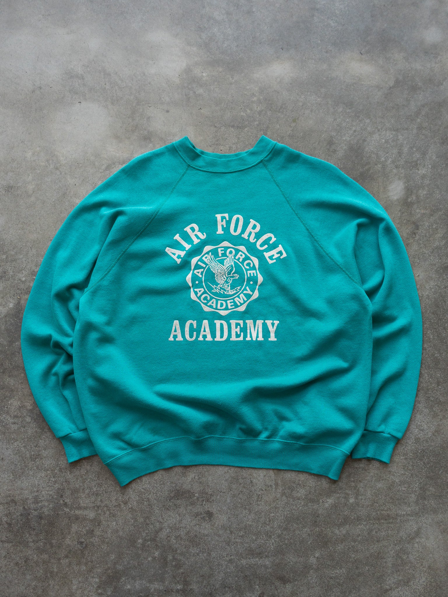 Vintage 90s Teal Air Force Academy Graphic Sweatshirt (XL)