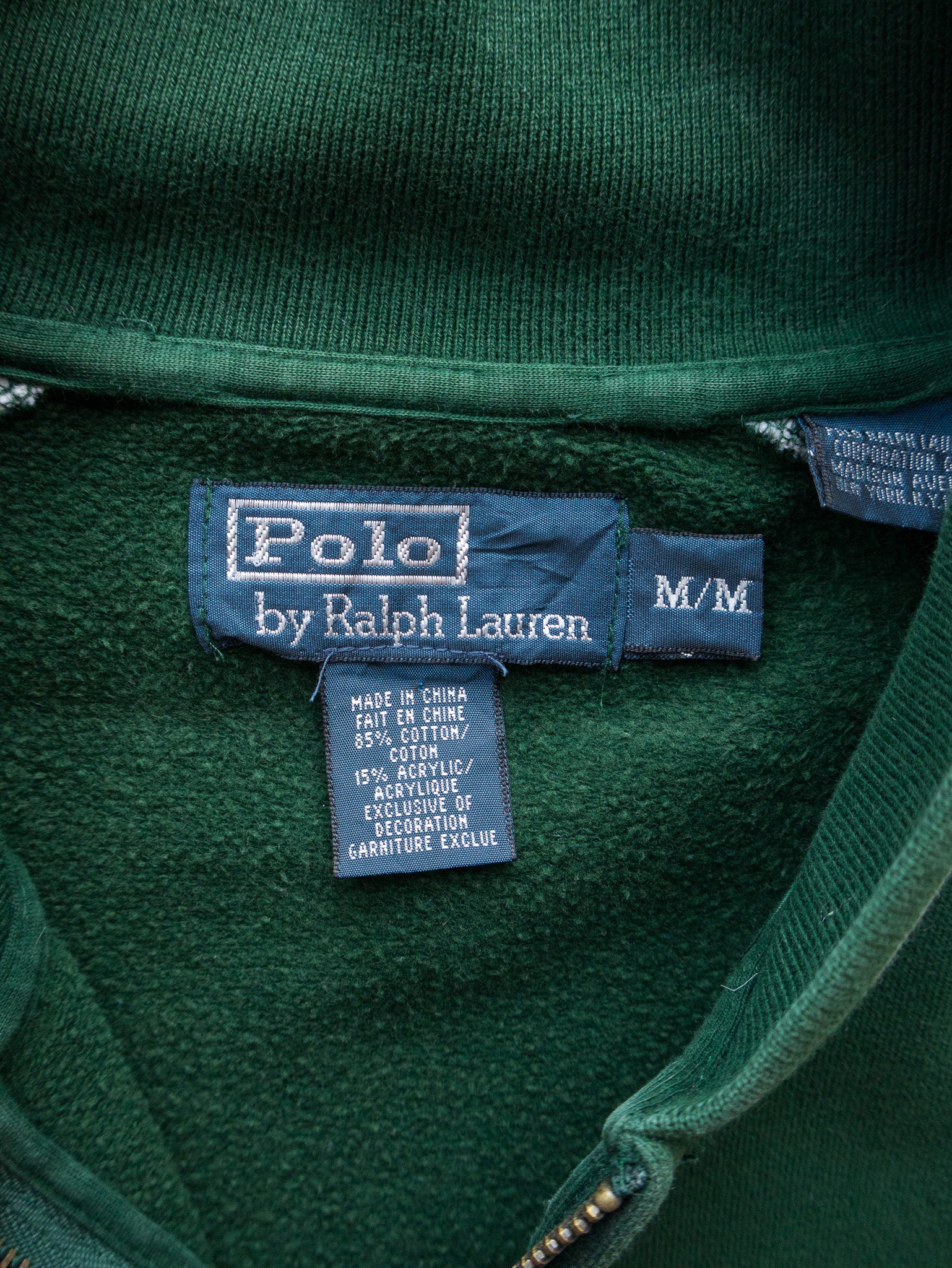 Vintage 00s Green Ralph Lauren Varsity Zip Sweatshirt (M)