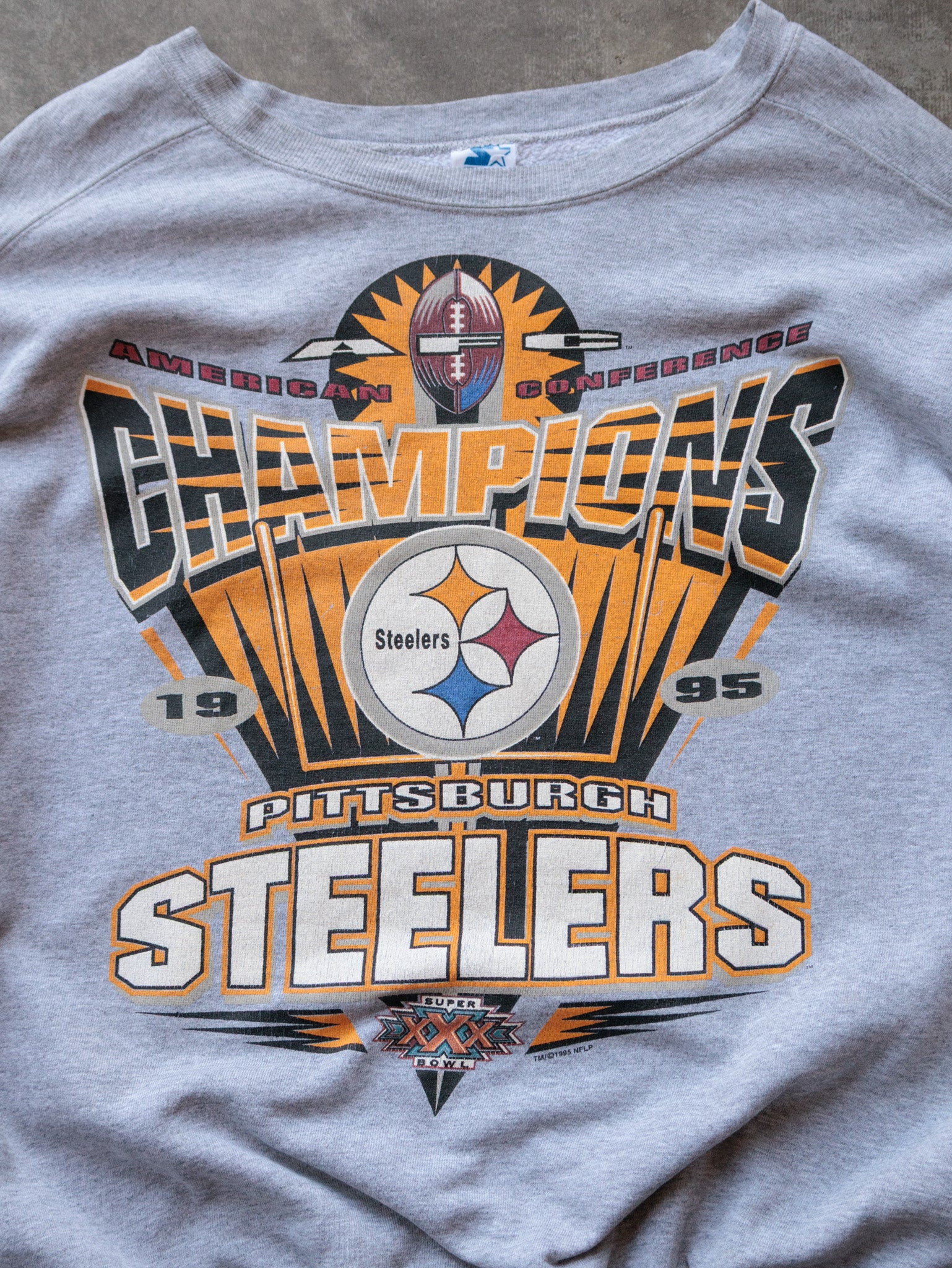 Vintage 1995 Grey Starter Pittsburgh Steelers Sweatshirt (2XL)
