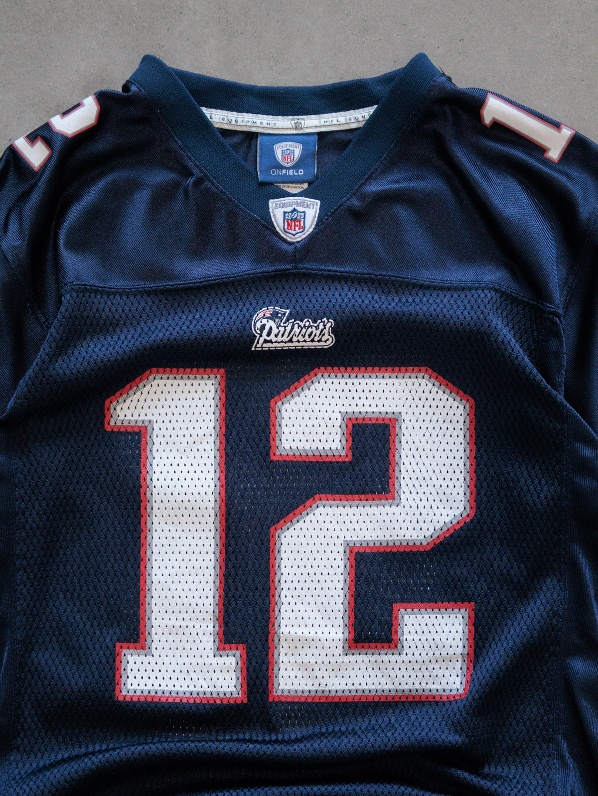 Vintage 00s Navy Reebok New England Patriots Brady Jersey (14-16Y)