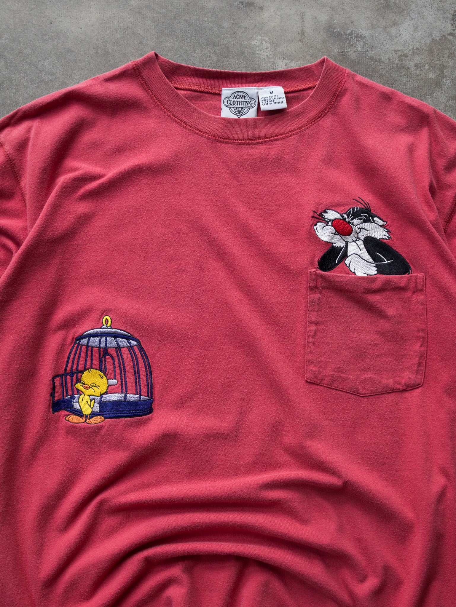 Vintage 90s Looney Tunes Sylvester & Tweety Bird Pocket Tee (M)