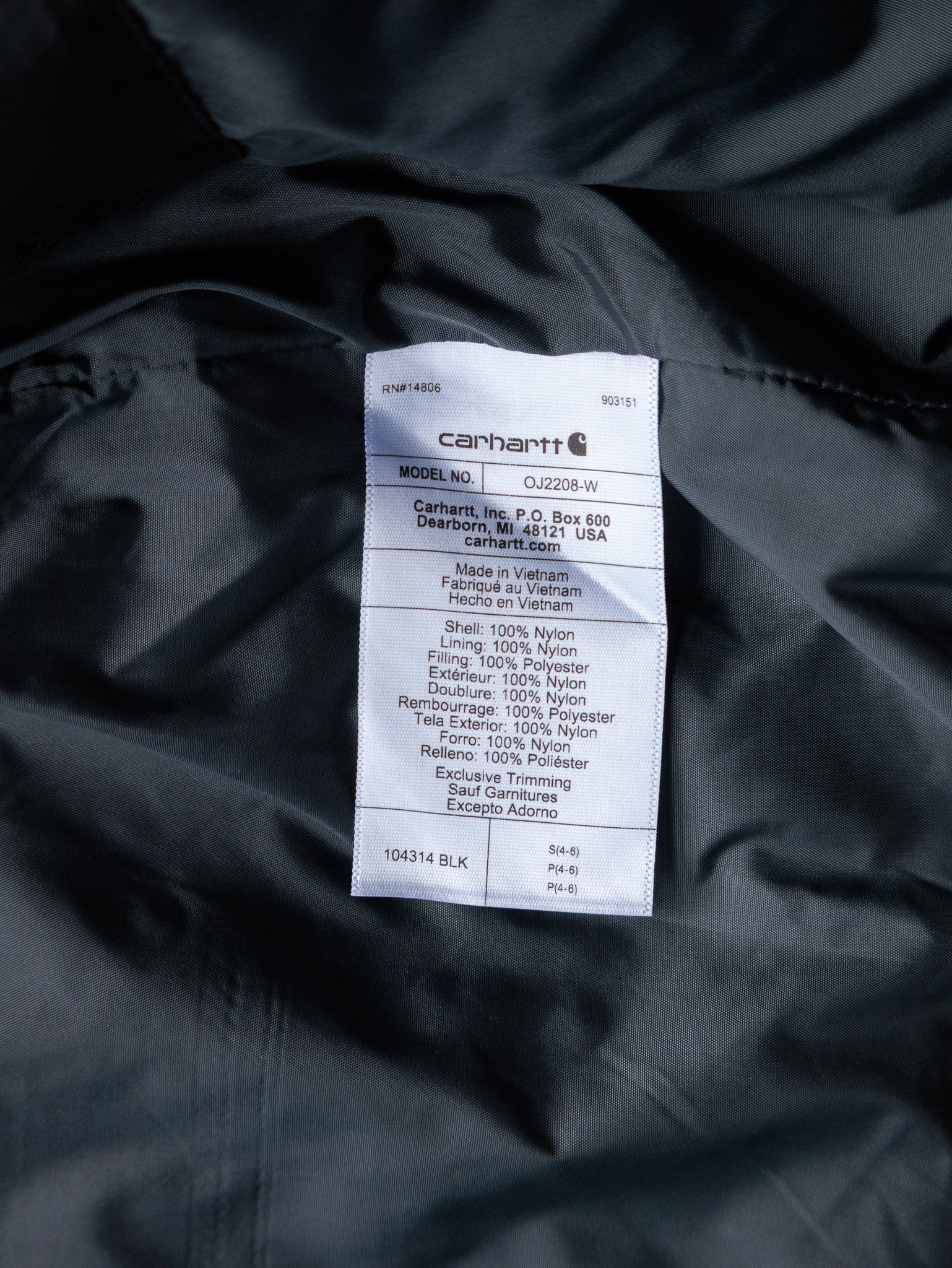 Vintage Black Carhartt Puffer Jacket (S)