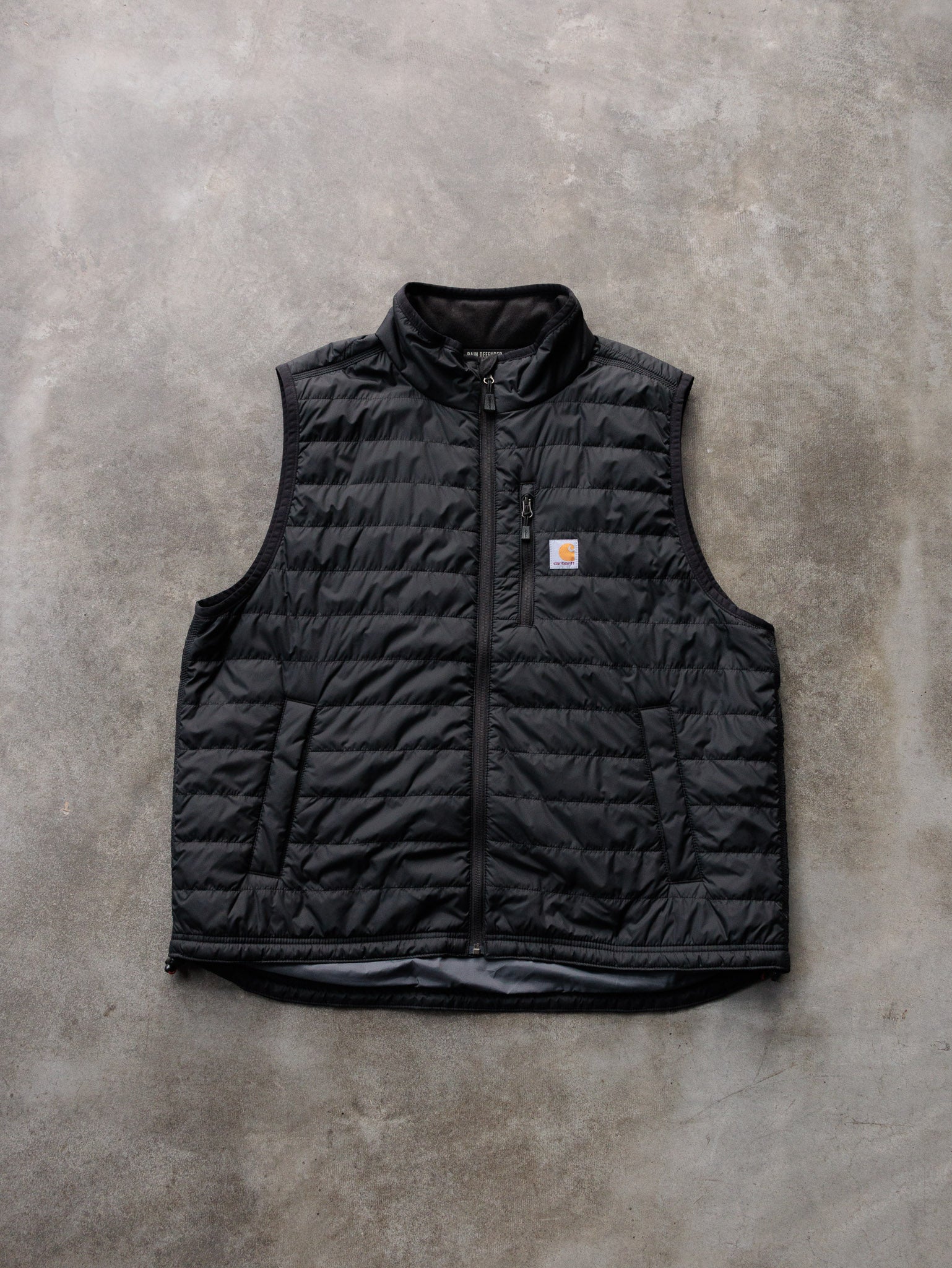 Vintage Black Carhartt Rain Defender Puffer Vest (XL)