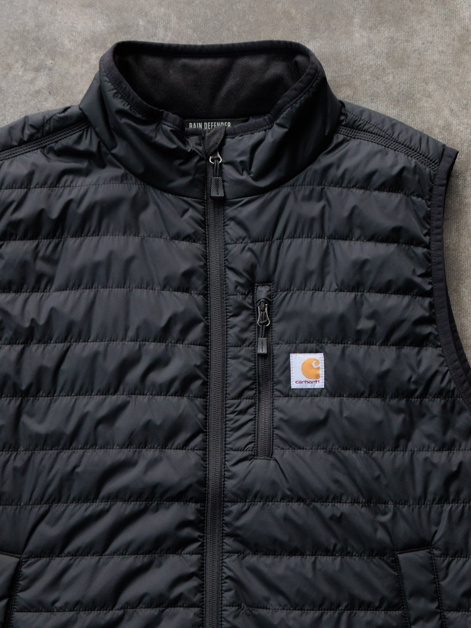 Vintage Black Carhartt Rain Defender Puffer Vest (XL)