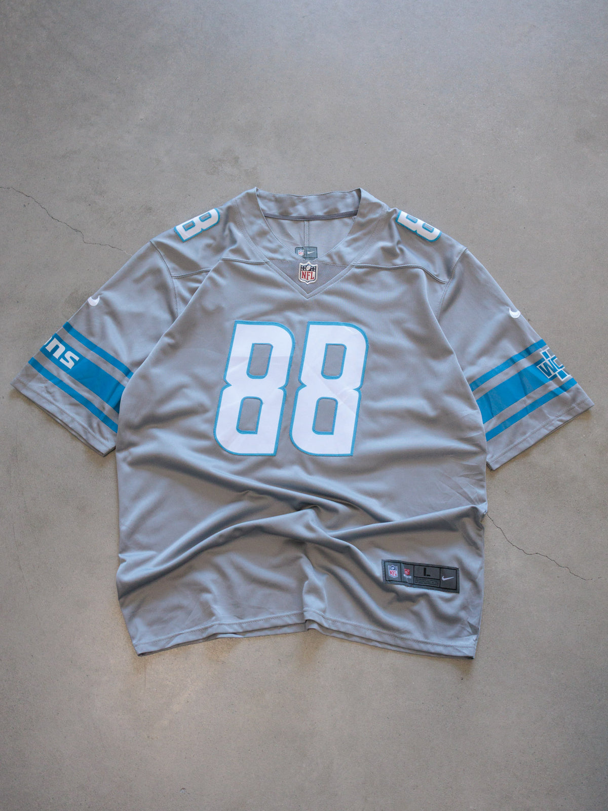 Grey Nike Detroit Lions Hockenson Jersey (L)