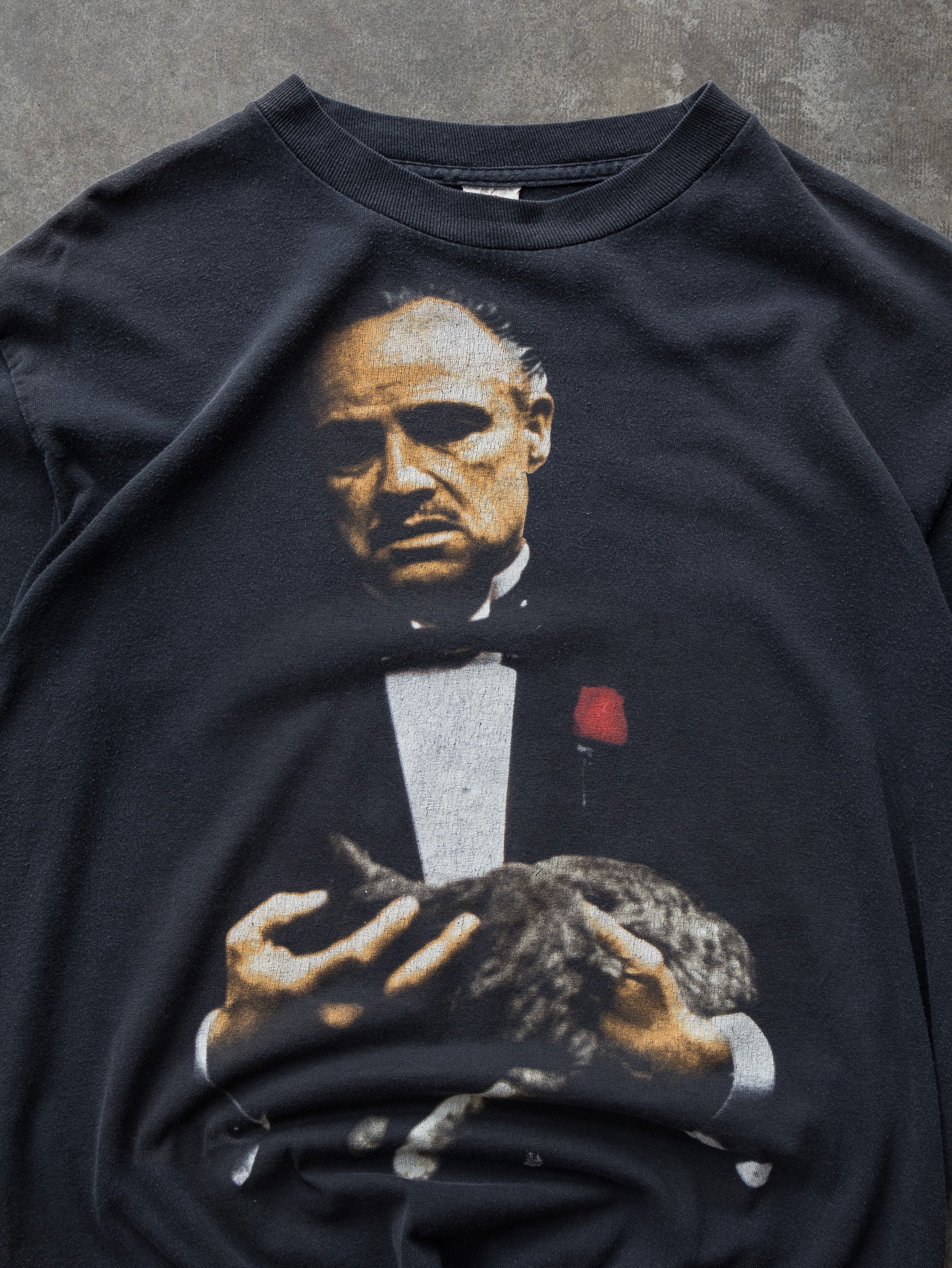 Vintage 90s Faded Black The Godfather Graphic Tee (M)
