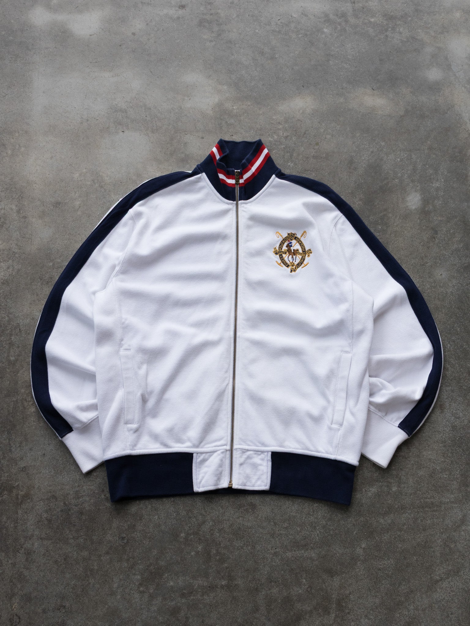 Vintage White Polo Ralph Lauren Track Jacket (L)