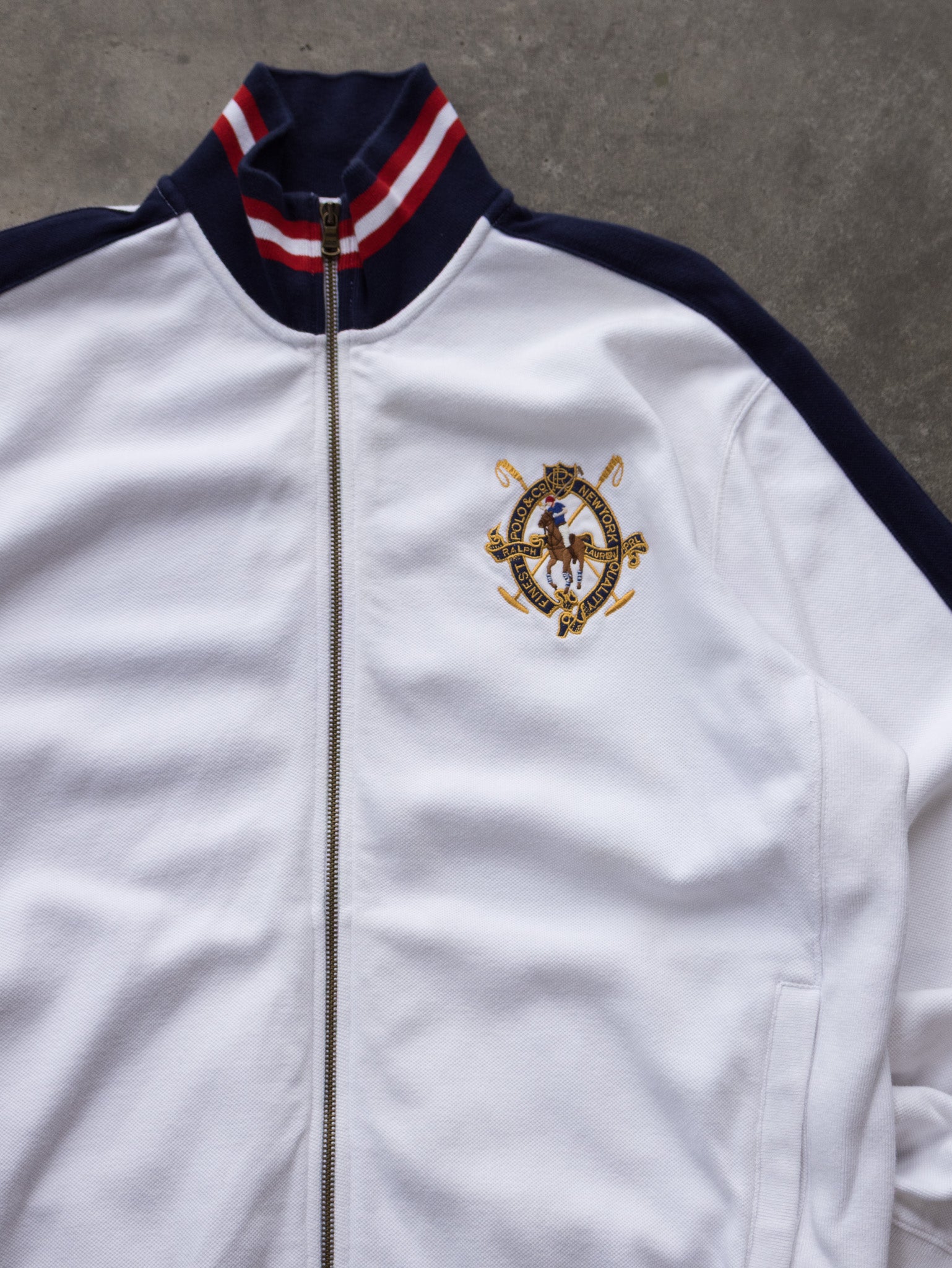 Vintage White Polo Ralph Lauren Track Jacket (L)