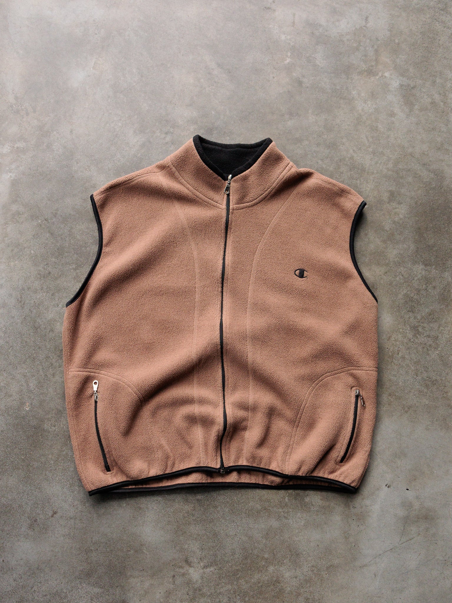 Vintage Brown Champion Fleece Vest (-)