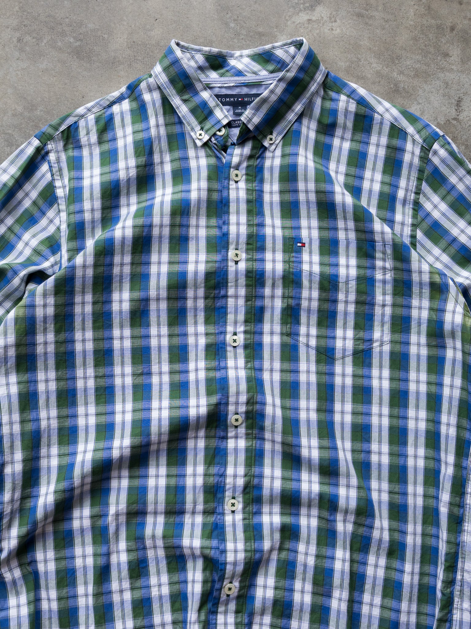 Vintage Blue & Green Tommy Hilfiger Check Shirt (M)