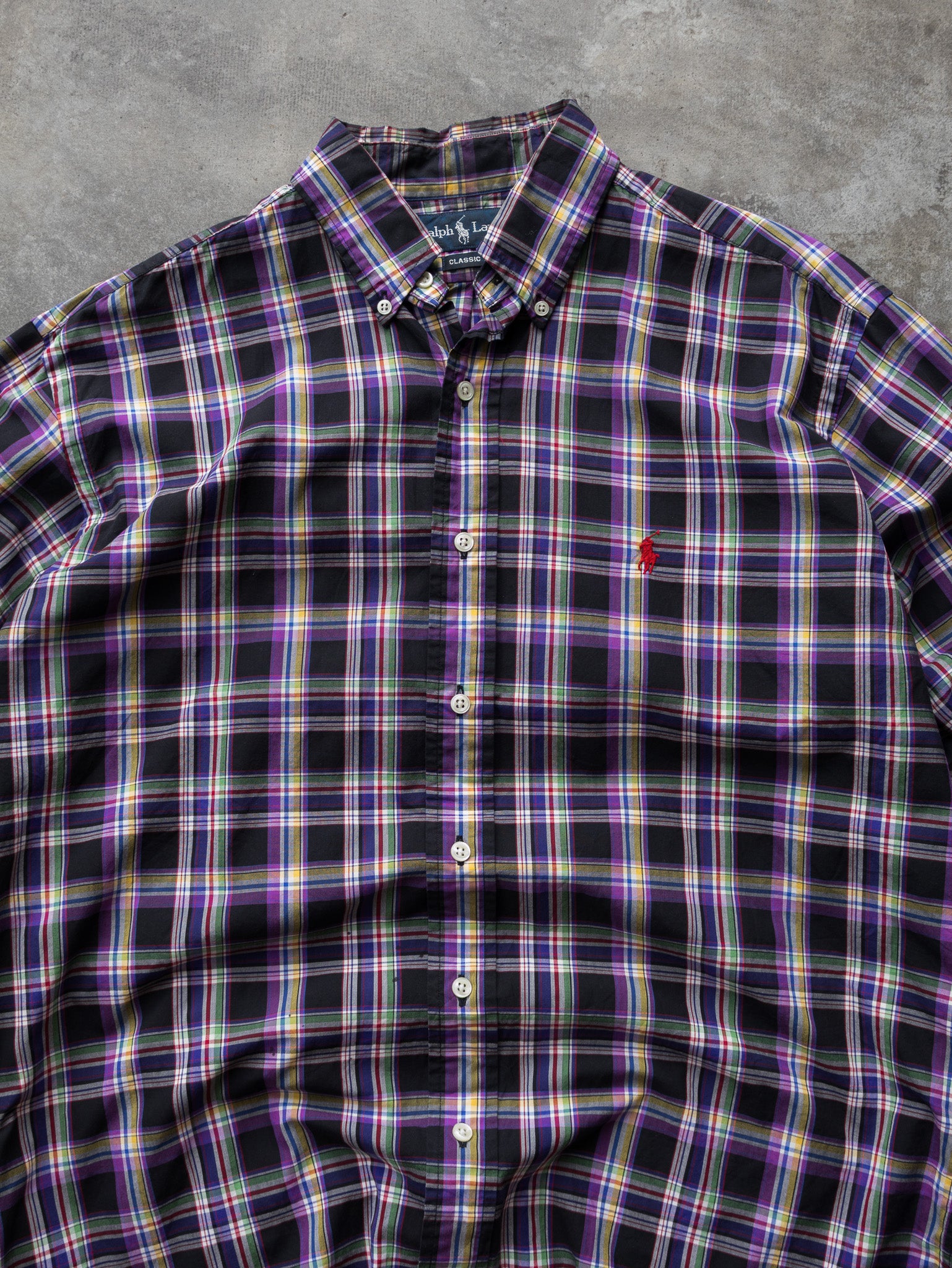 Vintage Black & Purple Ralph Lauren Check Shirt (L)