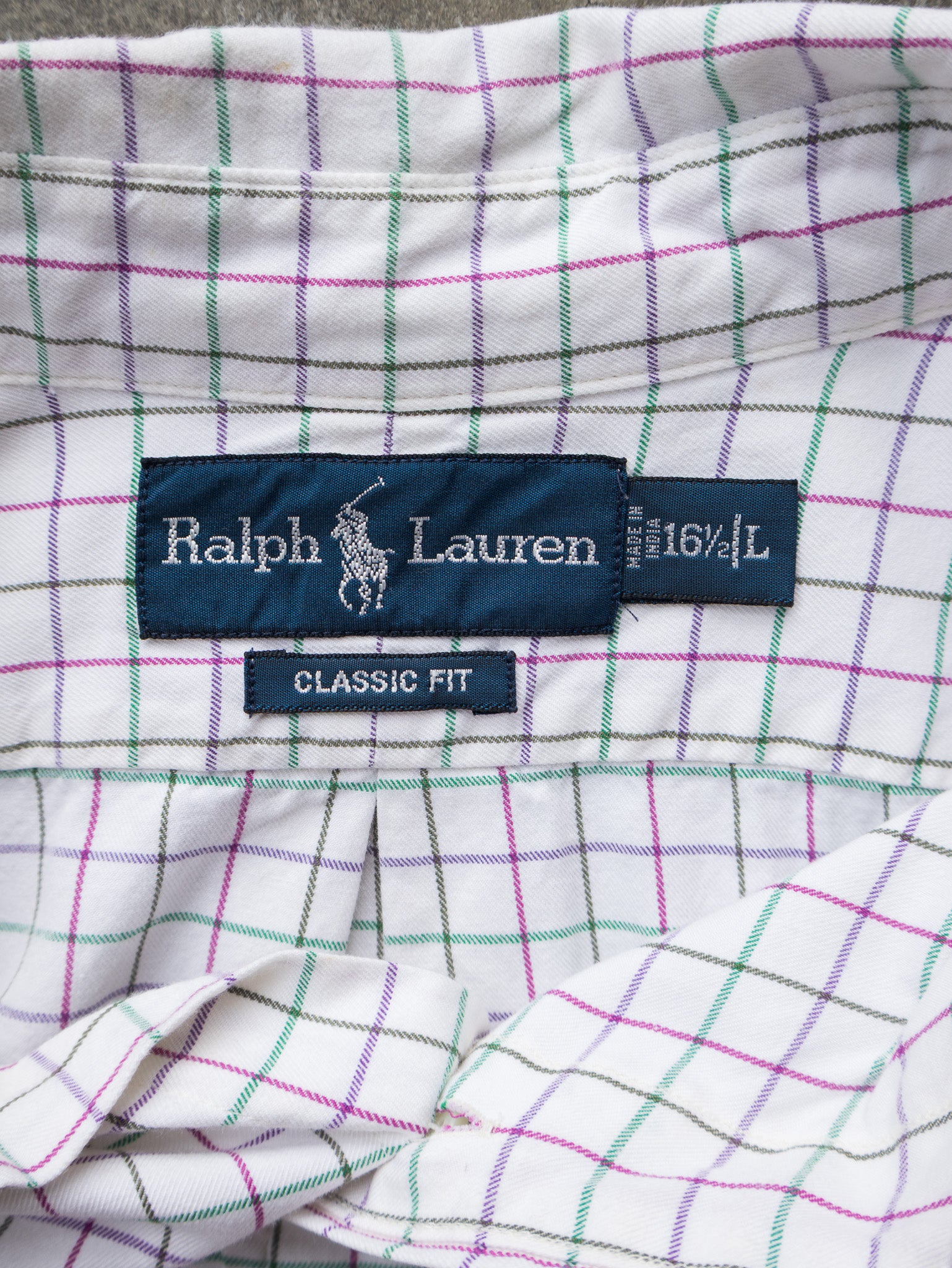 Vintage White & Pink Ralph Lauren Check Shirt (L)