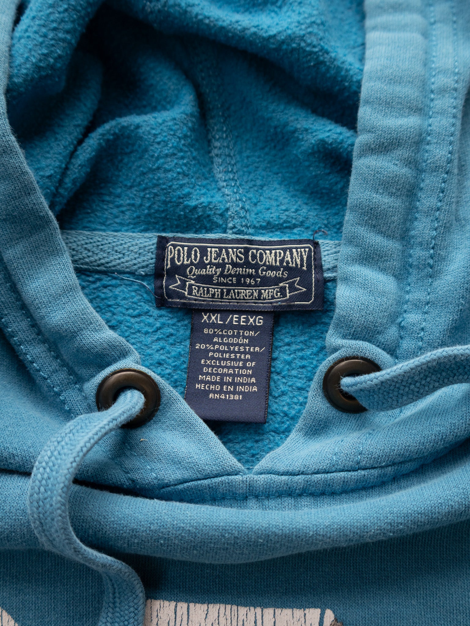 Vintage Blue Polo Ralph Lauren Hoodie (2XL)