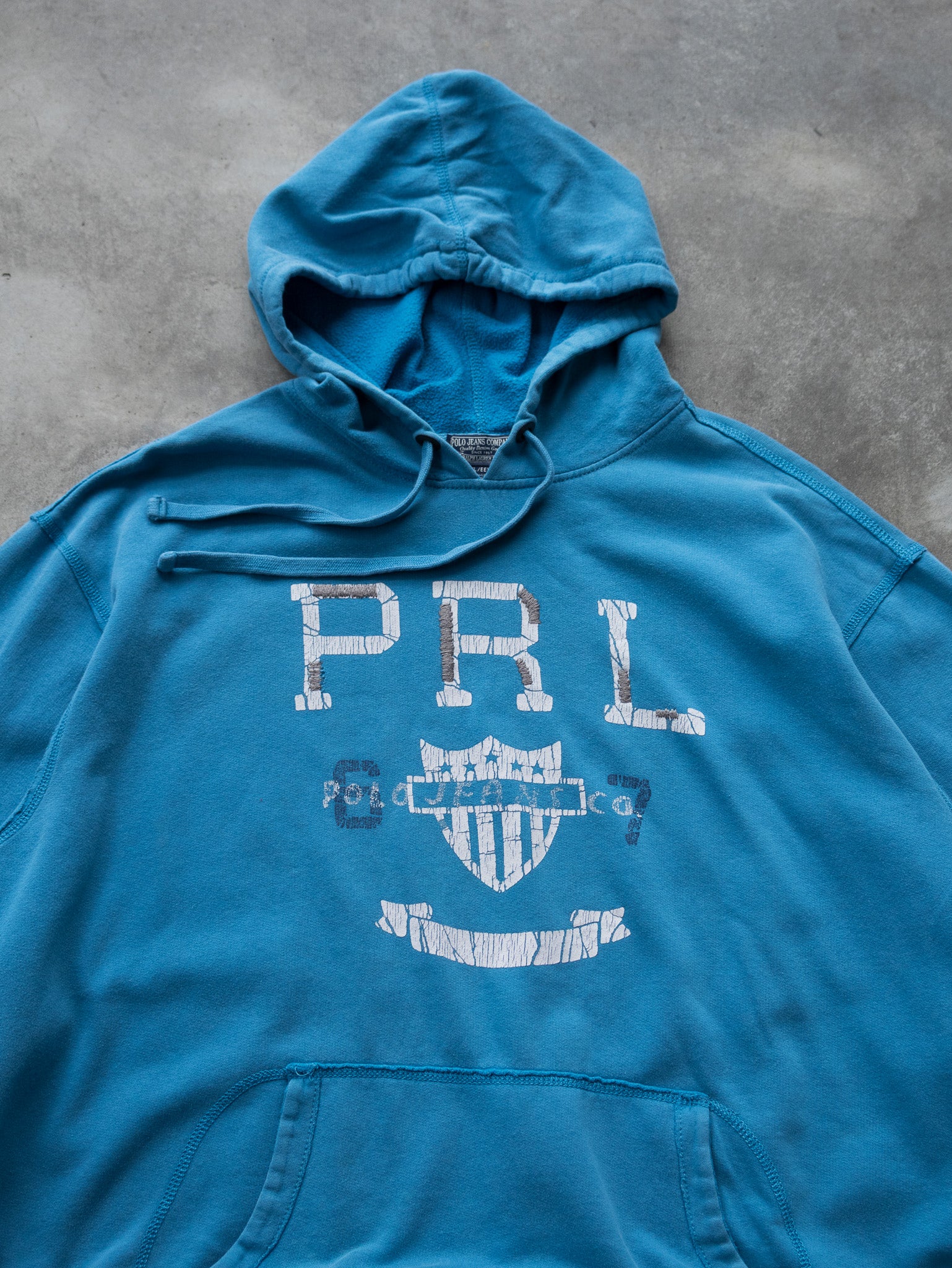 Vintage Blue Polo Ralph Lauren Hoodie (2XL)