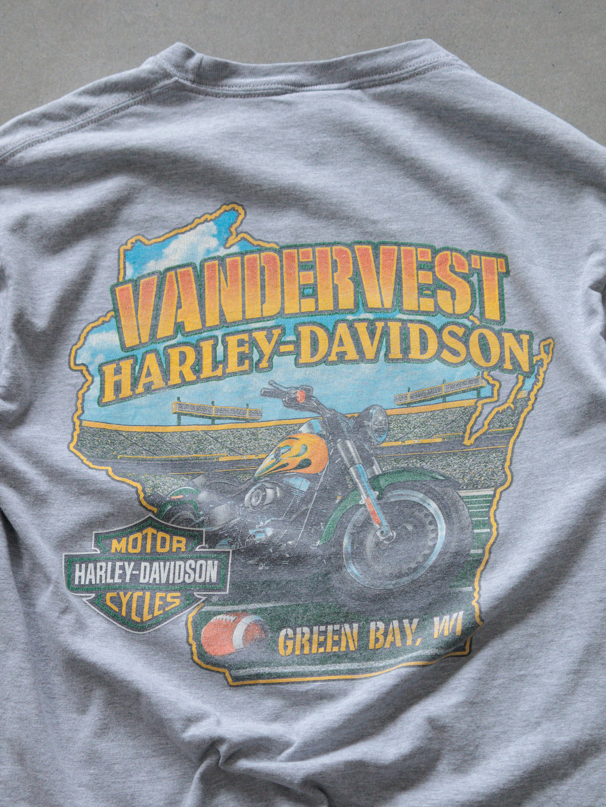 Vintage Grey Harley-Davidson Green Bay Wisconsin Tee (M)