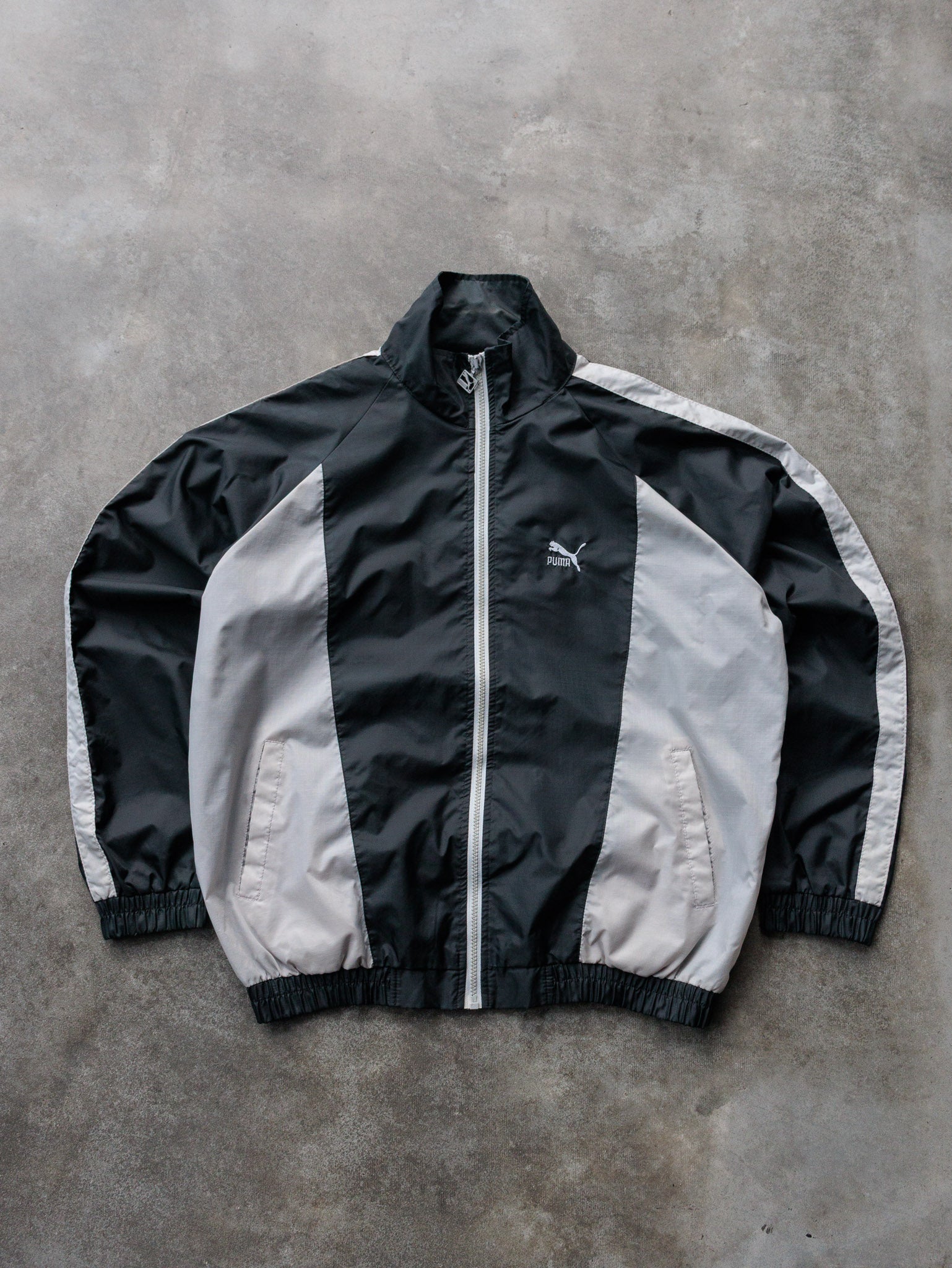 Vintage 90s Black & Grey Puma Track Jacket (M)