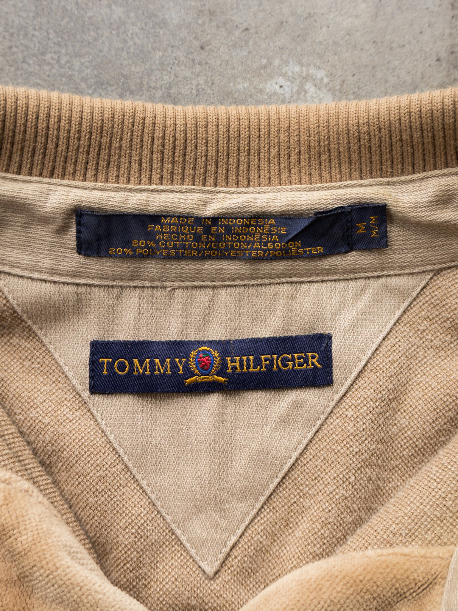 Vintage 00s Light Brown Tommy Hilfiger Velour Shirt (M)