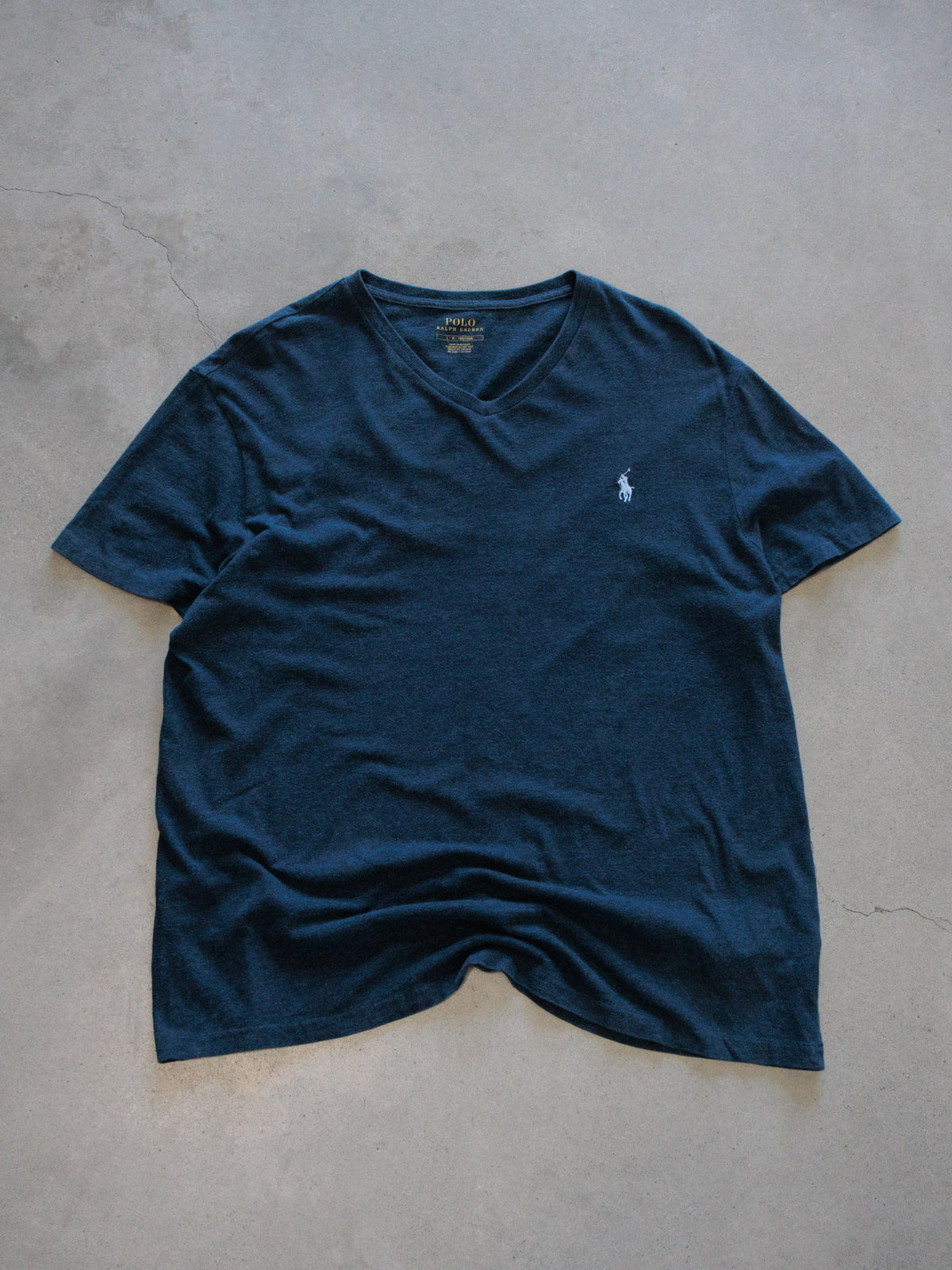 Vintage Navy Polo Ralph Lauren V-Neck Tee (L)
