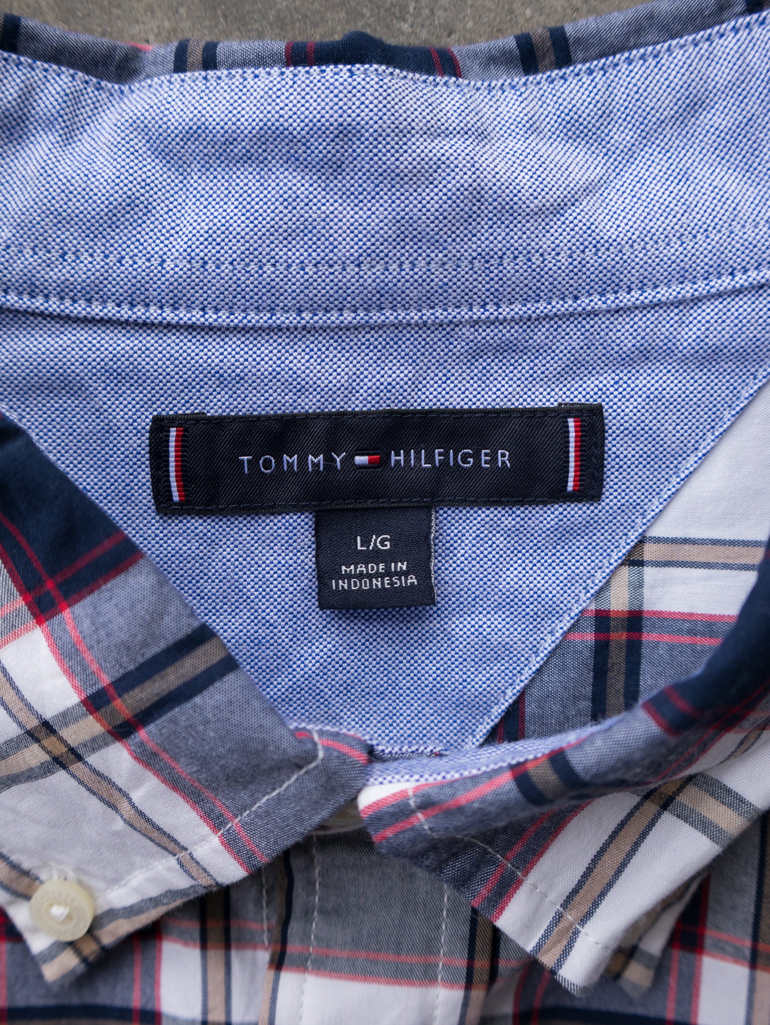 Vintage 00s Red, White & Blue Tommy Hilfiger Plaid Shirt (L)