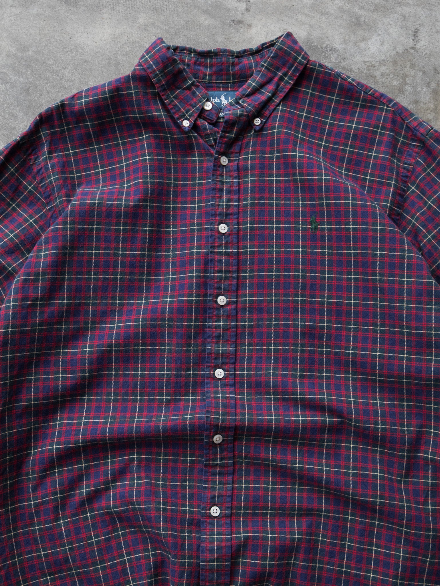 Vintage 00s Red & Navy Ralph Lauren Plaid Shirt (XL)