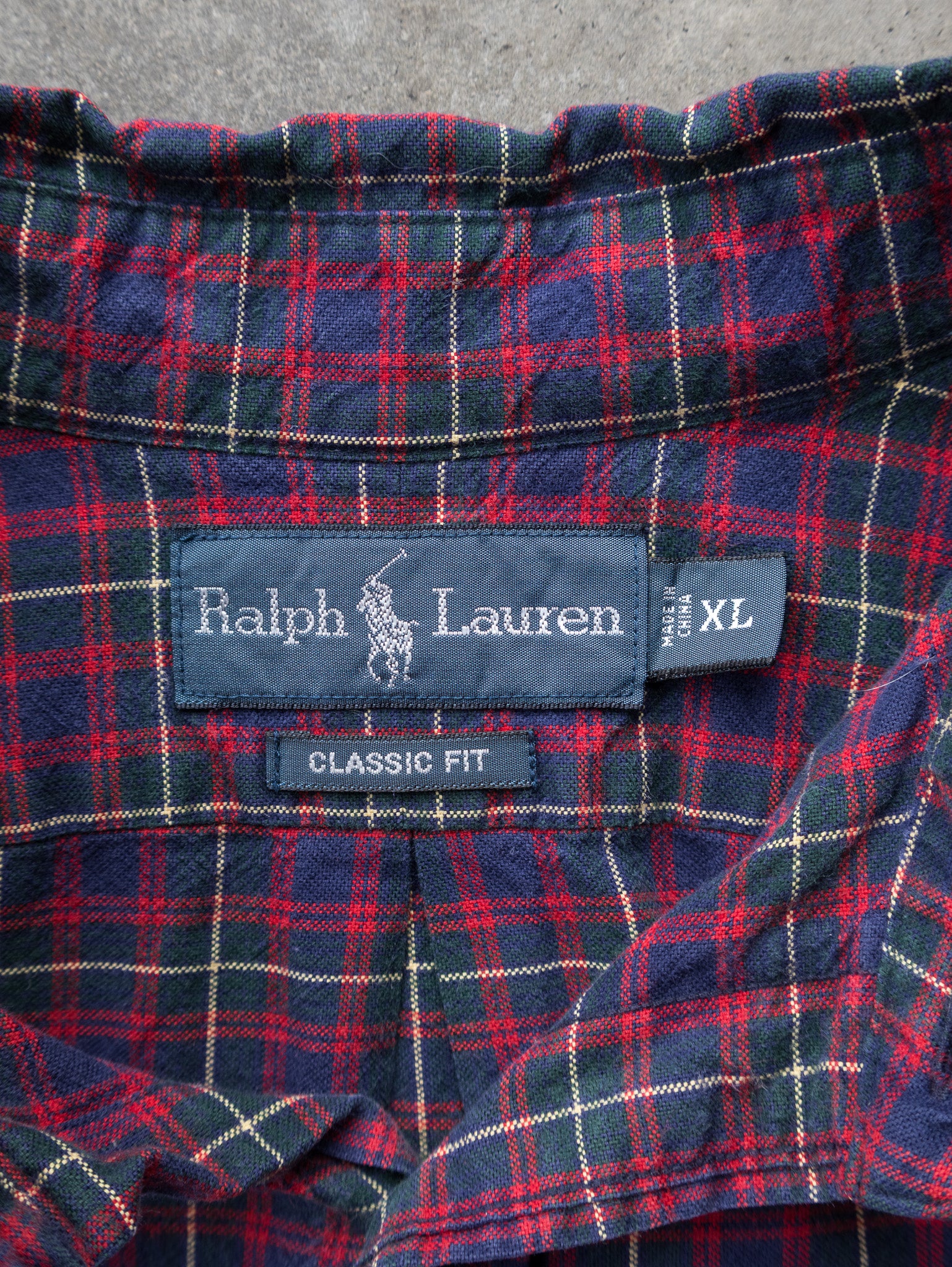Vintage 00s Red & Navy Ralph Lauren Plaid Shirt (XL)