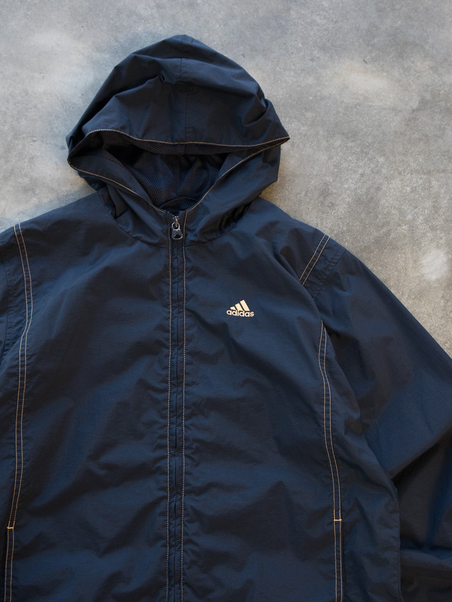 Vintage Navy Adidas Hooded Jacket (Women's M)