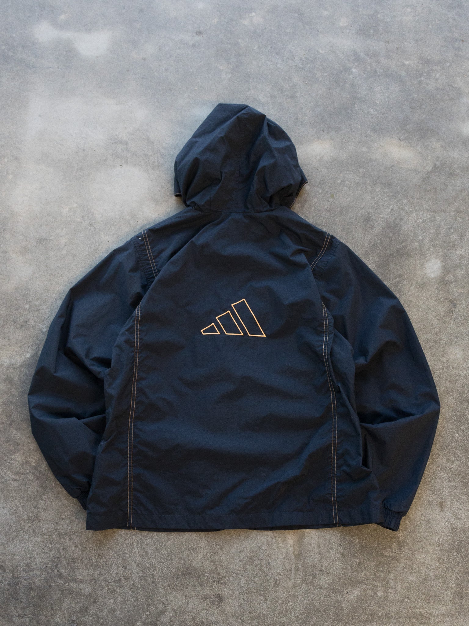 Vintage Navy Adidas Hooded Jacket (Women's M)