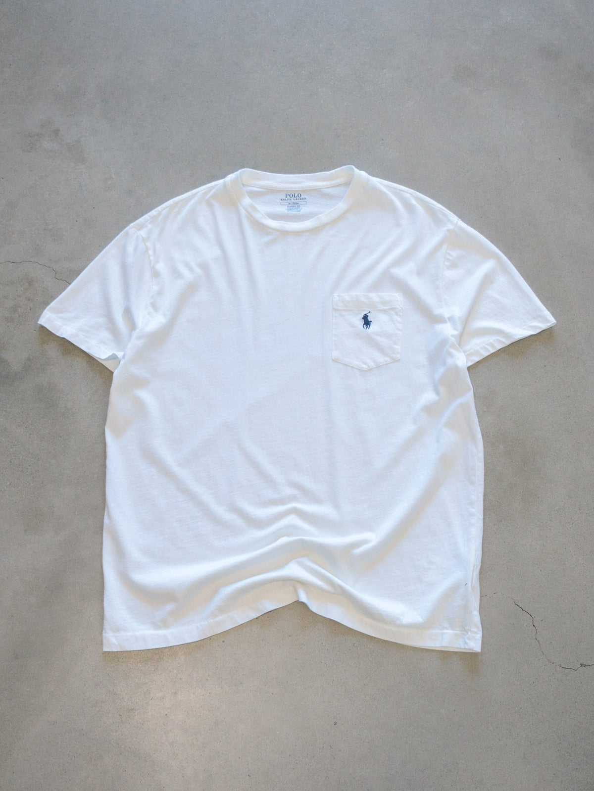 Vintage White Polo Ralph Lauren Pocket Tee (M)