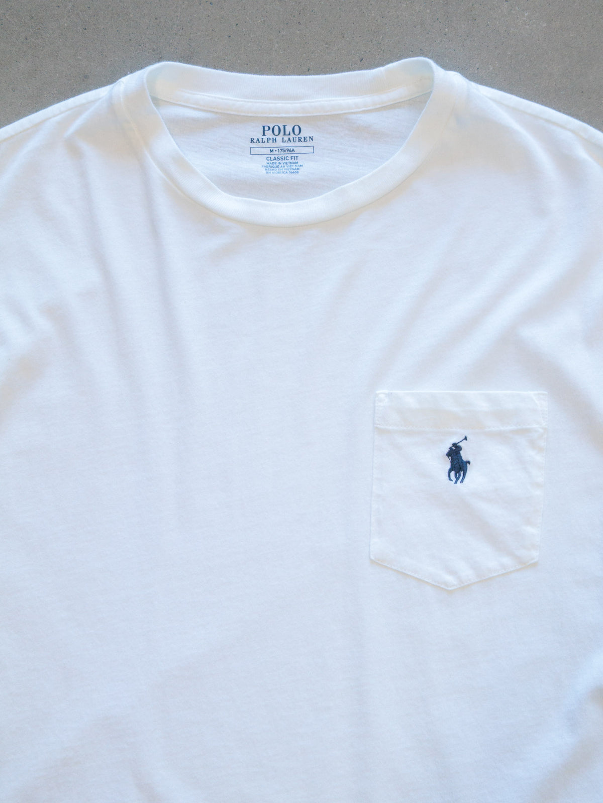 Vintage White Polo Ralph Lauren Pocket Tee (M)