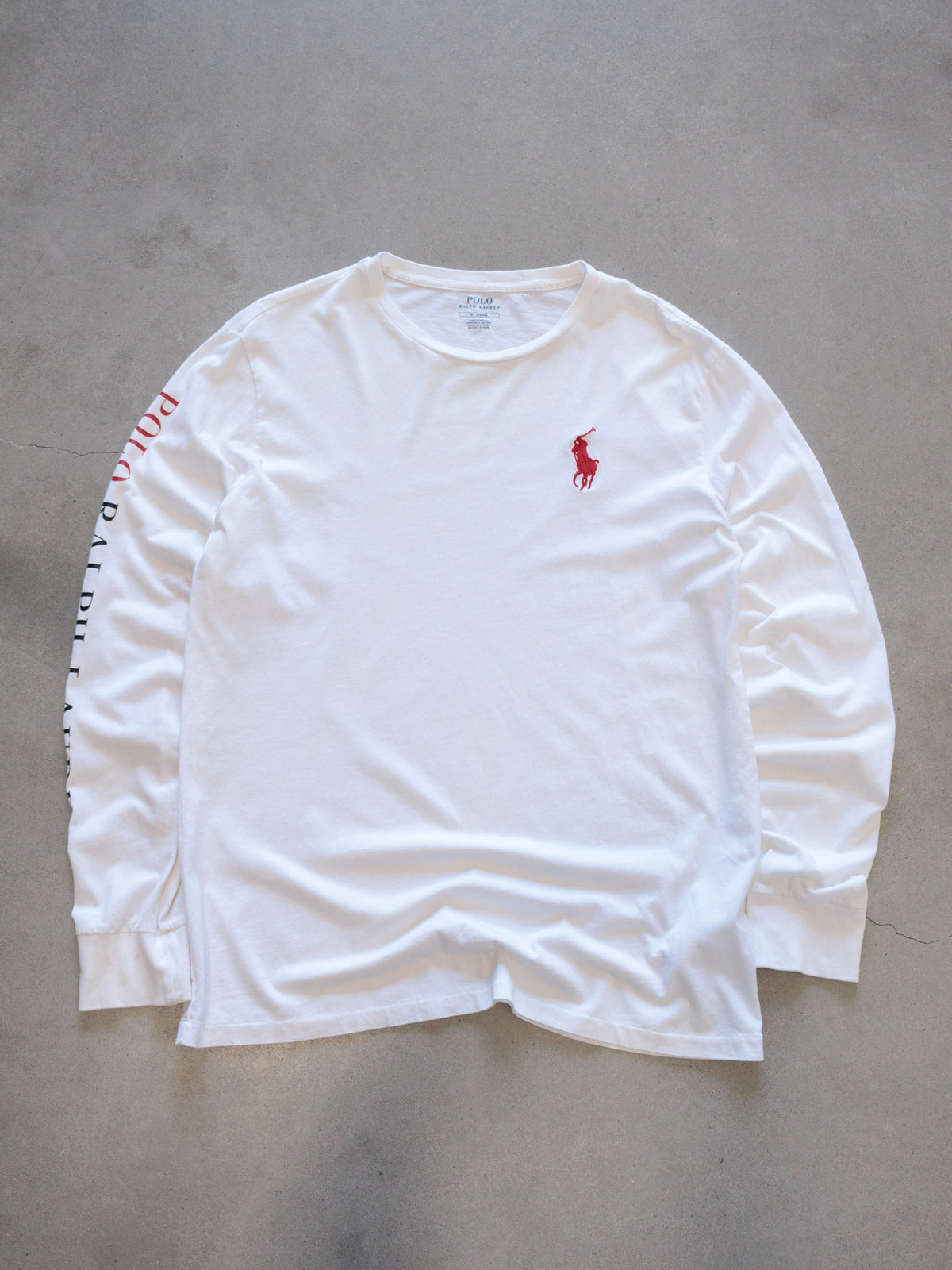 Vintage White Polo Ralph Lauren Long Sleeve Tee (M)