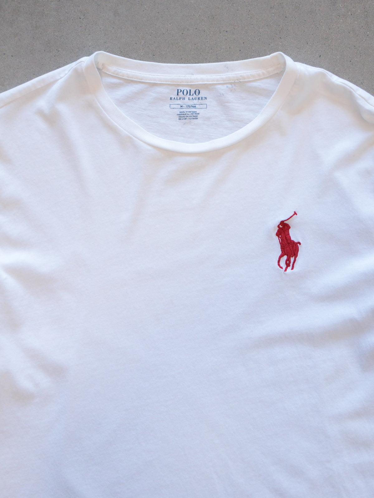 Vintage White Polo Ralph Lauren Long Sleeve Tee (M)
