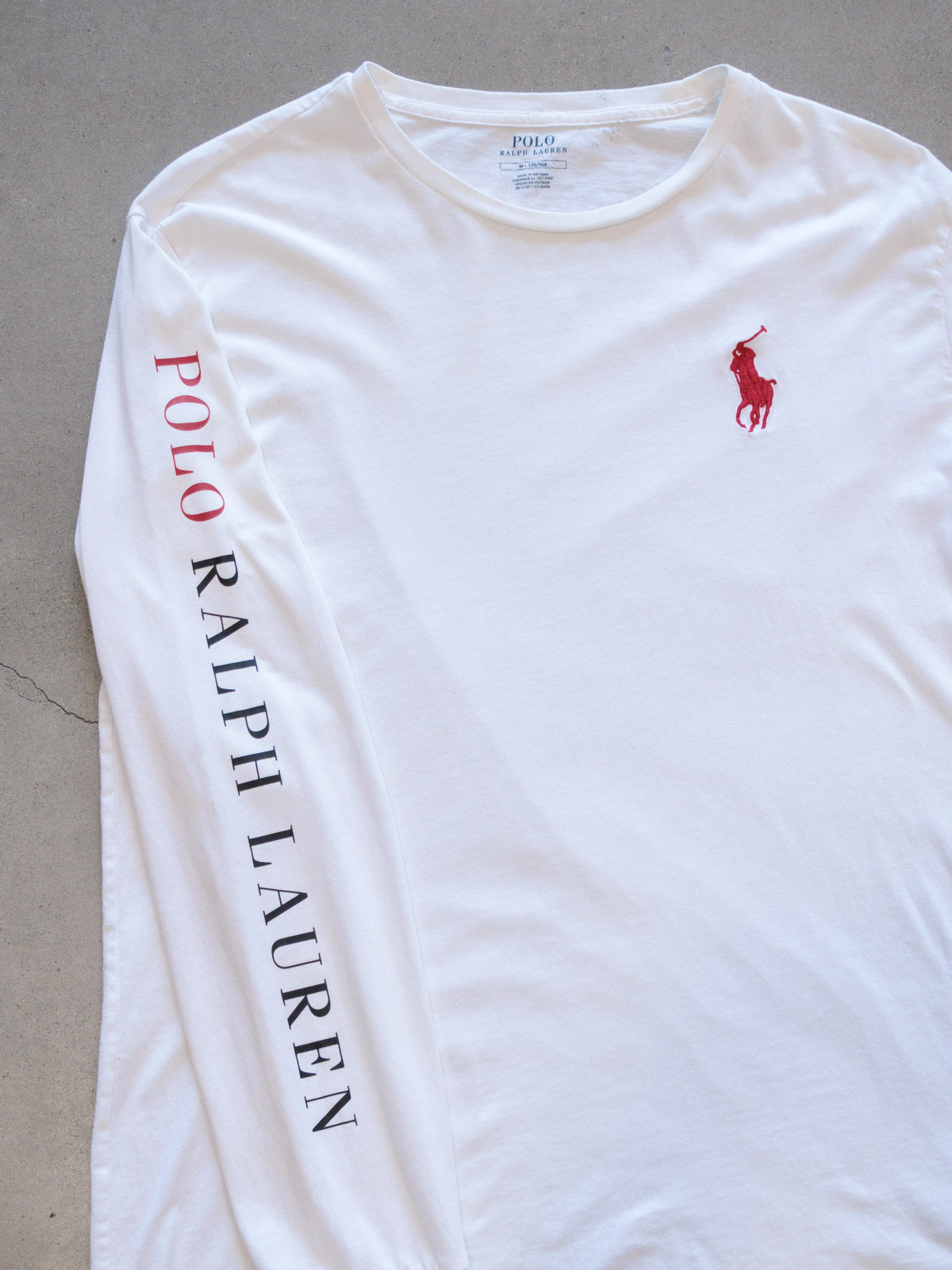 Vintage White Polo Ralph Lauren Long Sleeve Tee (M)