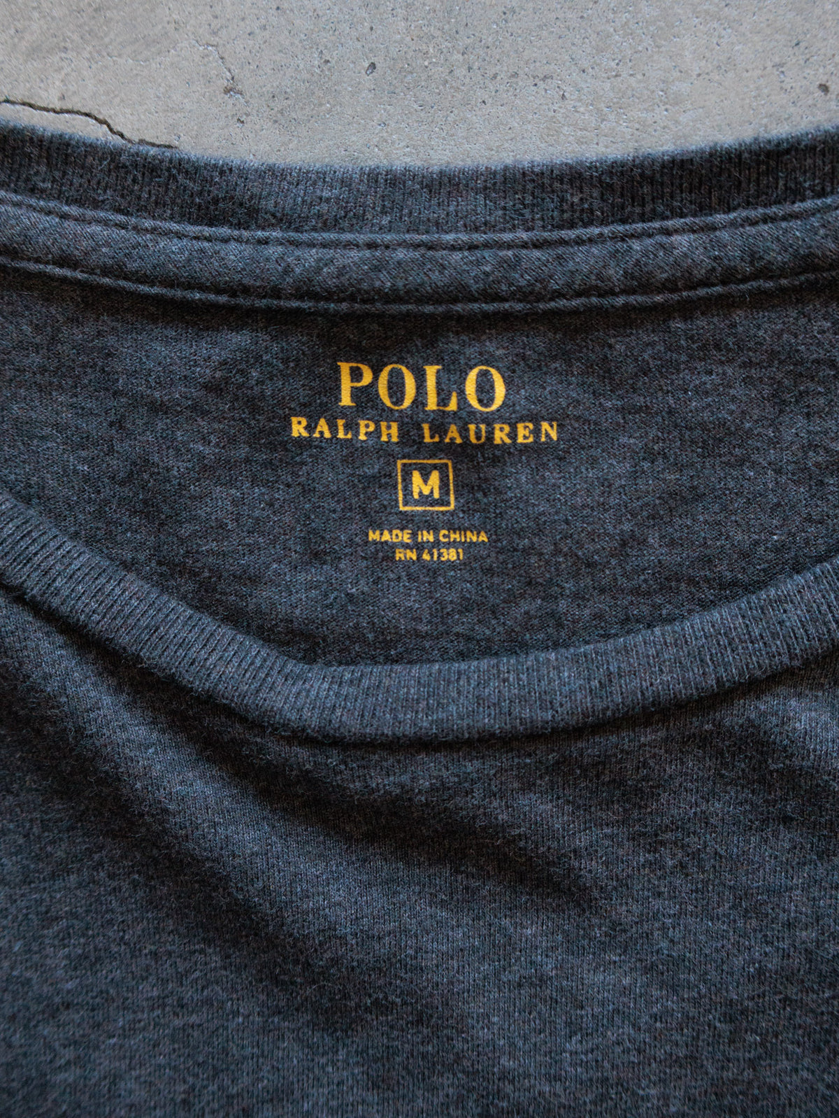 Vintage Grey Polo Ralph Lauren Pocket Long Sleeve Tee (M)
