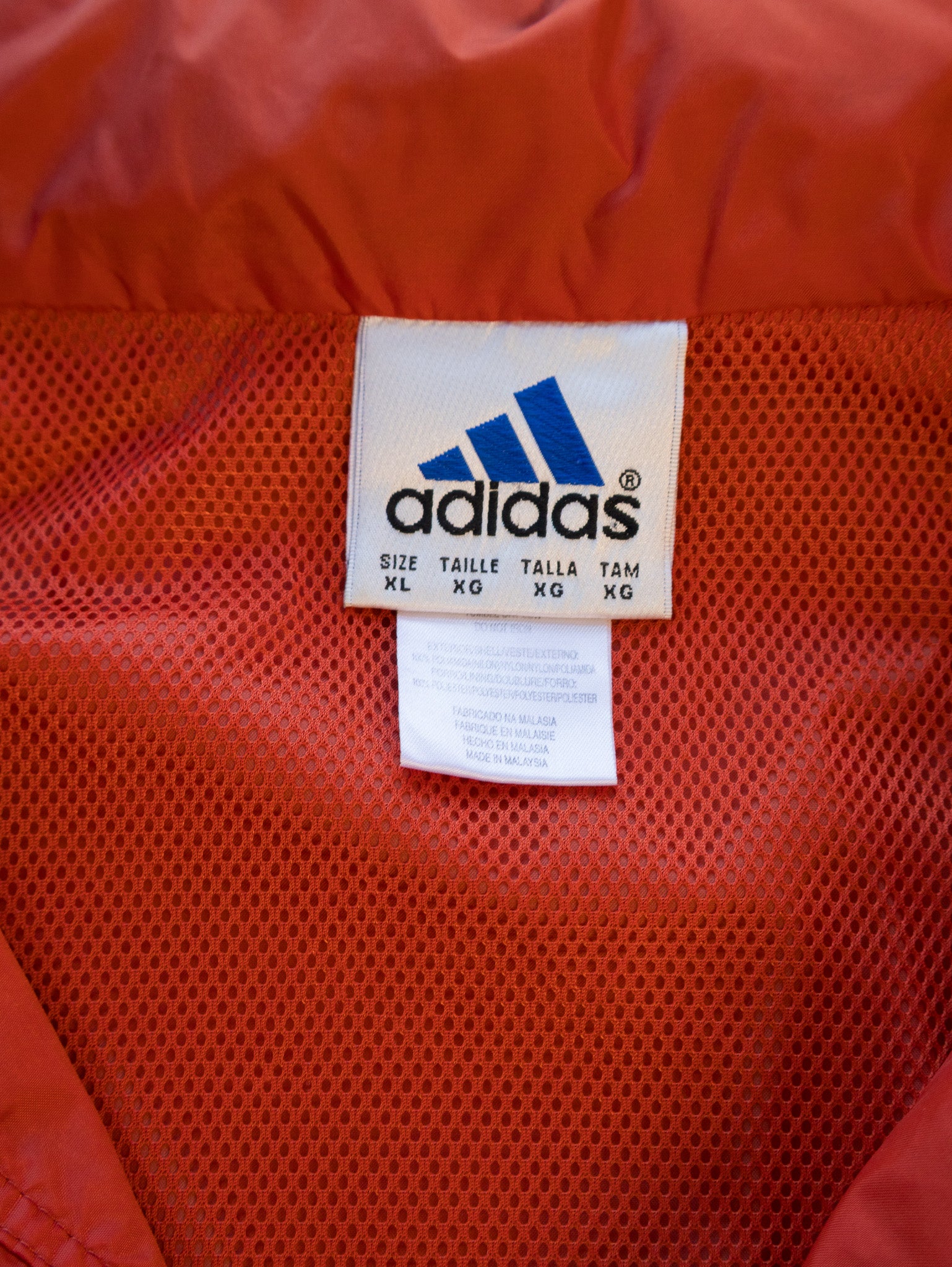 Vintage Orange Adidas 3-Stripe Windbreaker Jacket (XL)