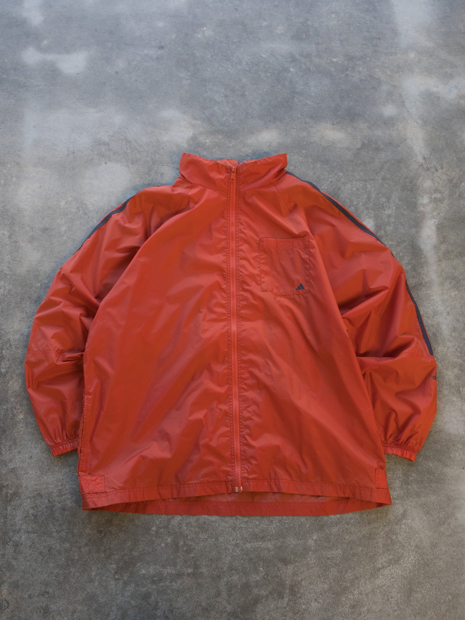 Vintage Orange Adidas 3-Stripe Windbreaker Jacket (XL)
