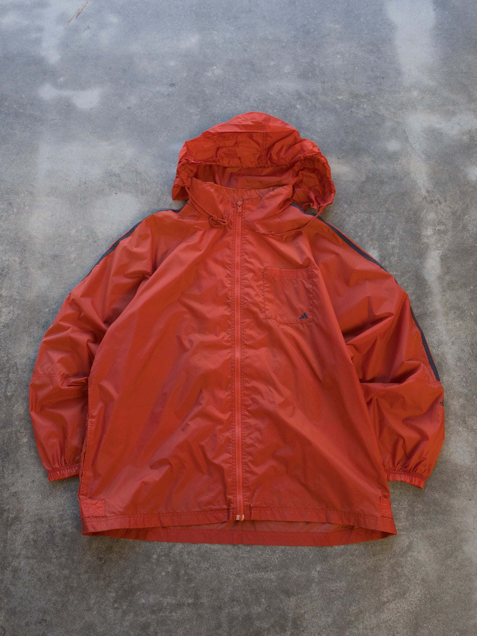 Vintage Orange Adidas 3-Stripe Windbreaker Jacket (XL)