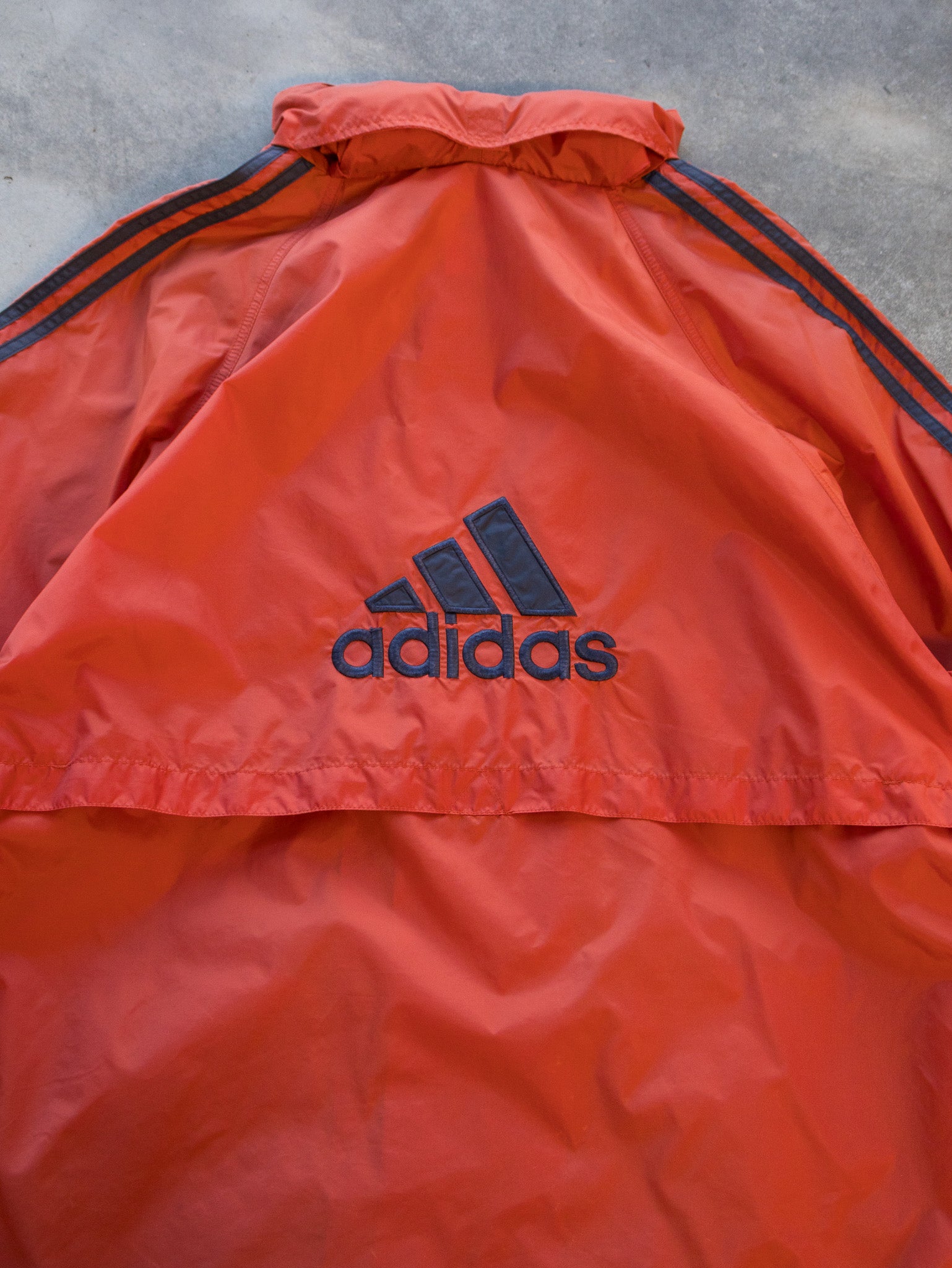 Vintage Orange Adidas 3-Stripe Windbreaker Jacket (XL)