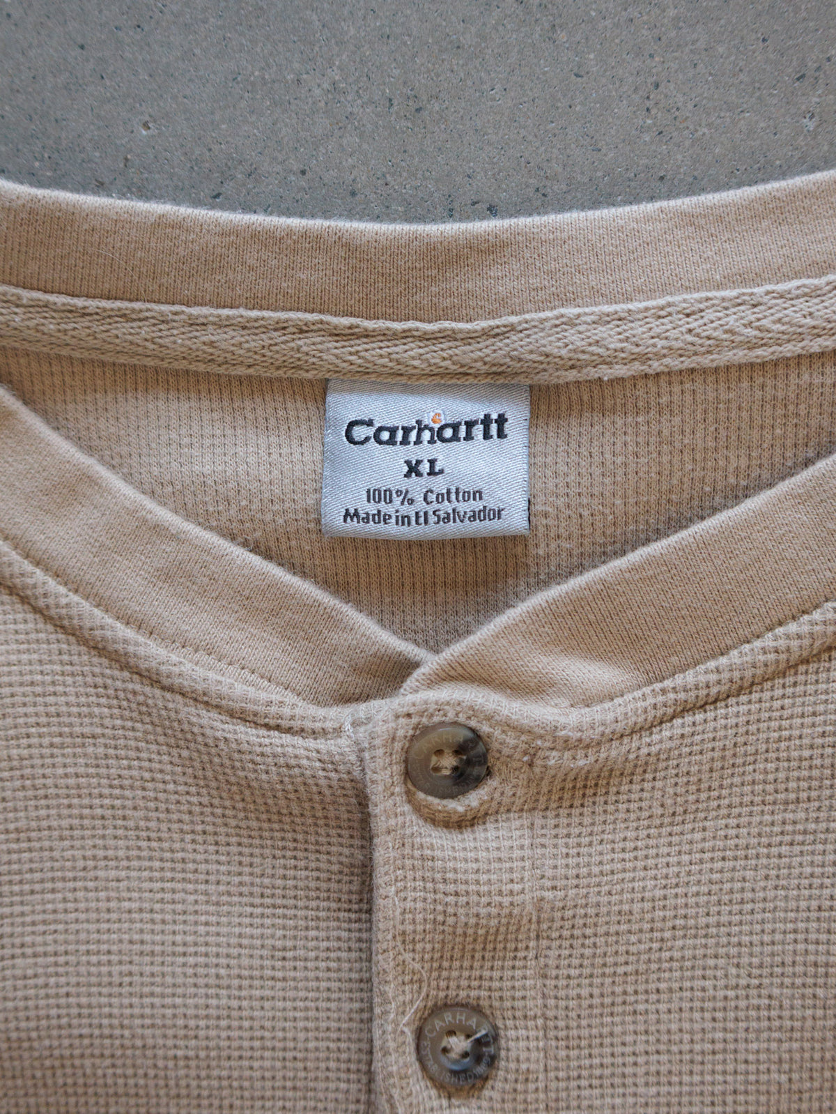 Vintage Beige Carhartt Knit Henley Shirt (XL)
