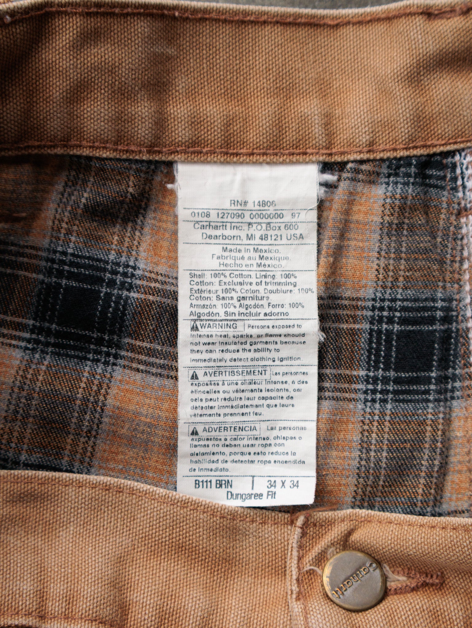 Vintage Brown Carhartt Carpenter Pants (W34)