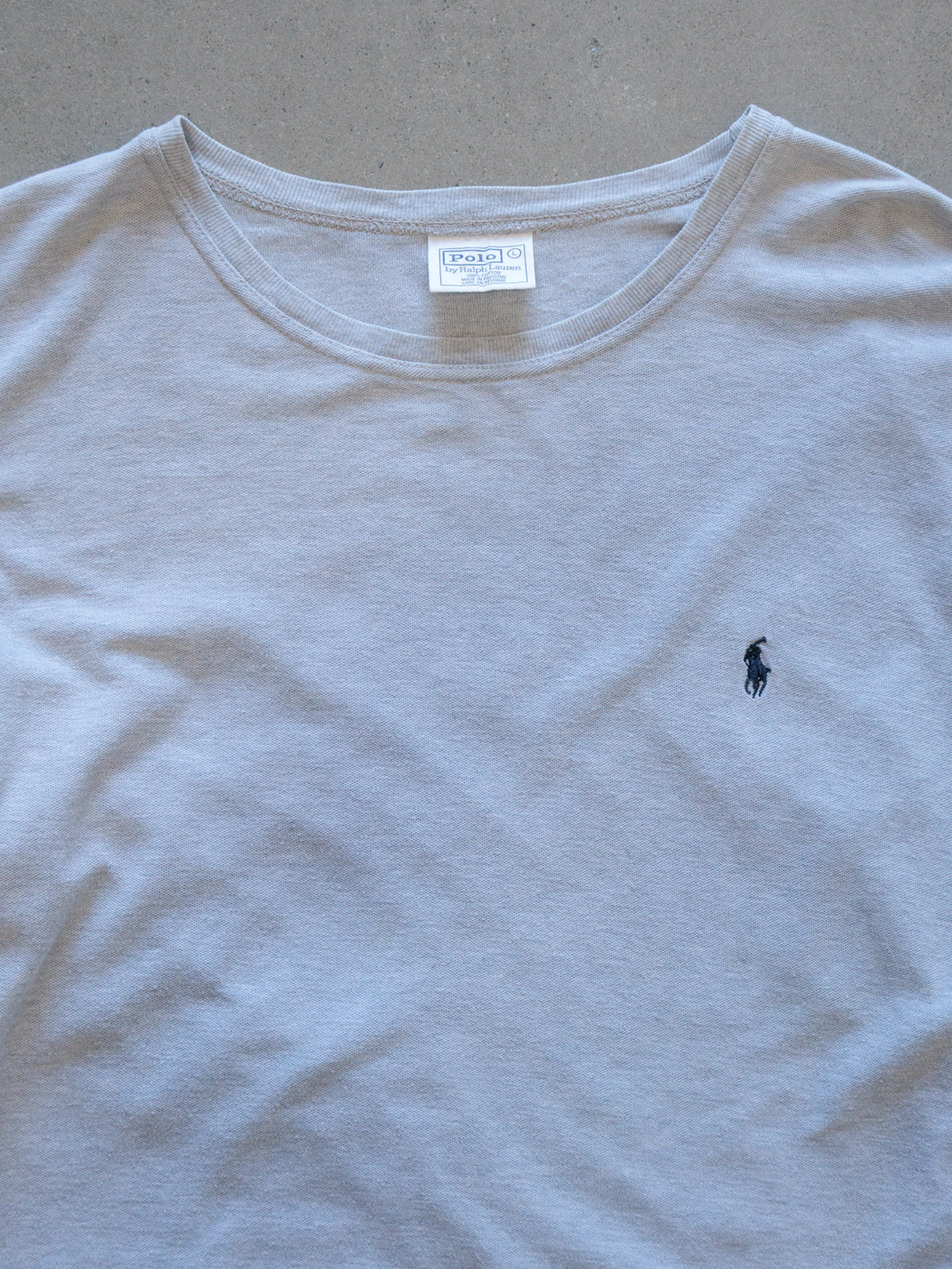 Vintage Grey Polo Ralph Lauren Long Sleeve Tee (L)