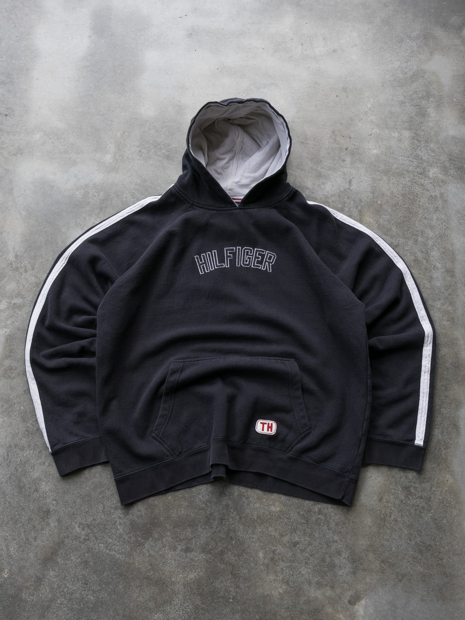 Vintage 00s Black Tommy Jeans Hilfiger Spell Out Hoodie (XL)