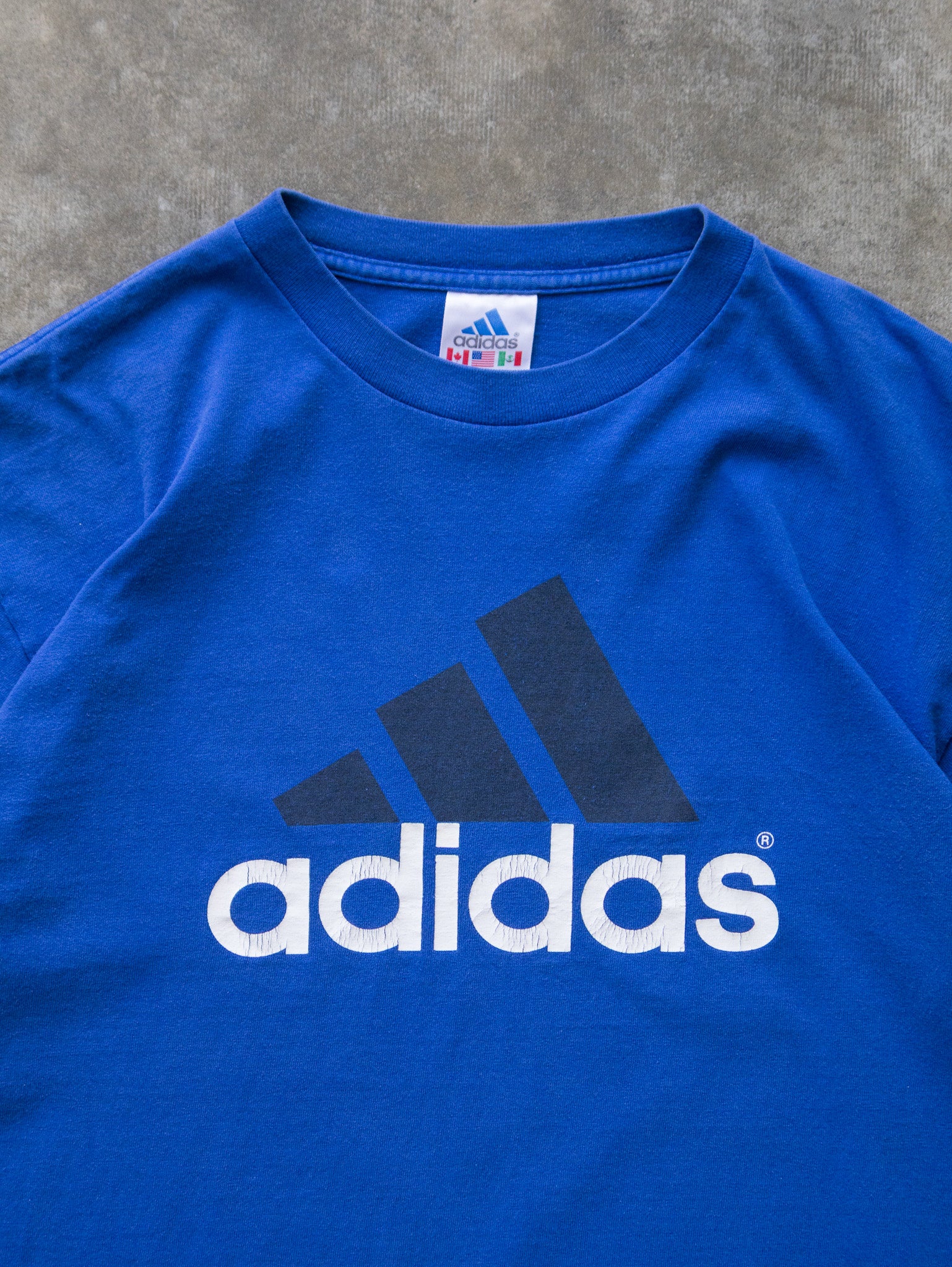 Vintage 00s Blue Adidas Logo Tee (M)