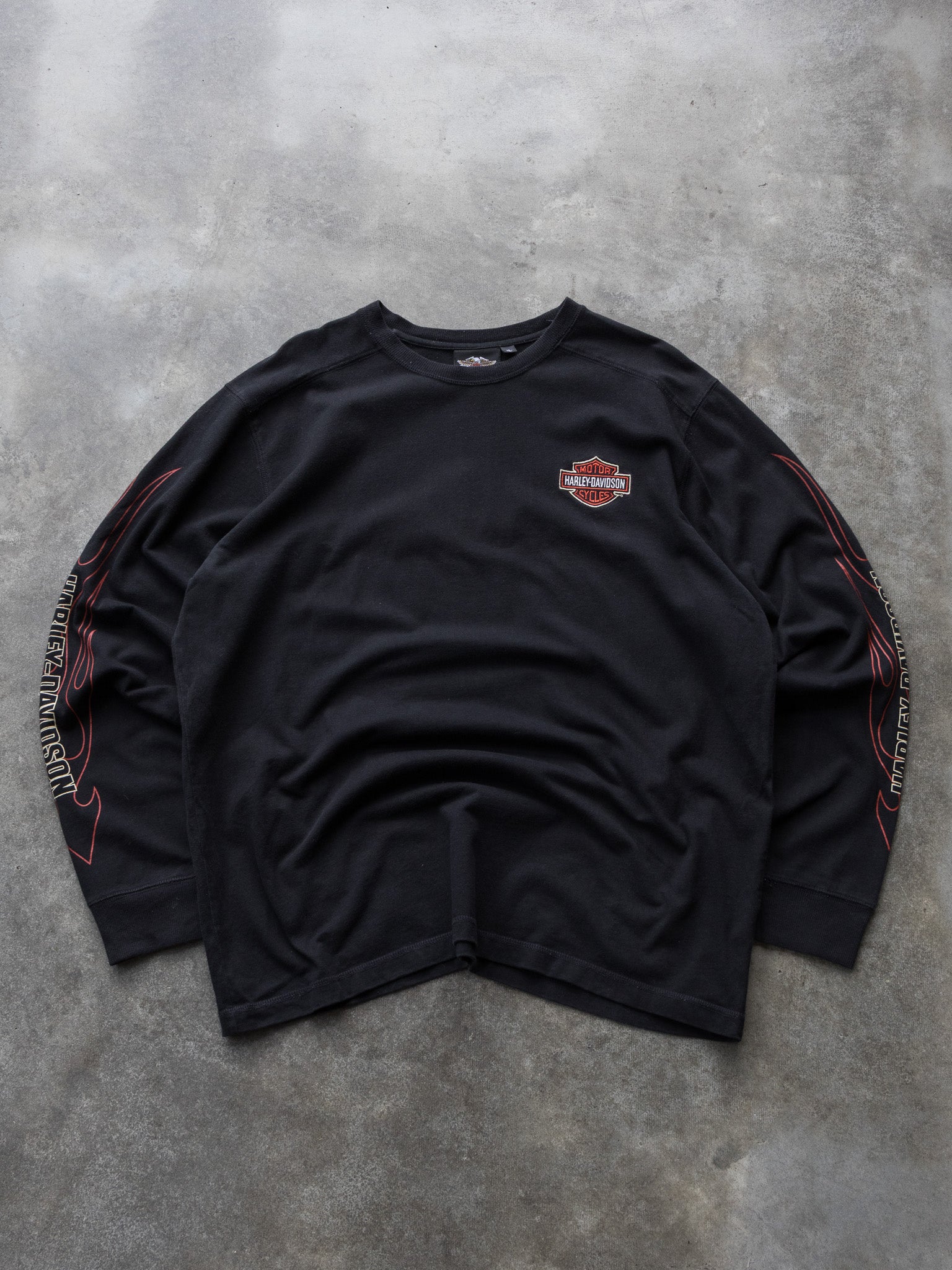 Vintage Black Harley-Davidson Flames Long Sleeve (XL)
