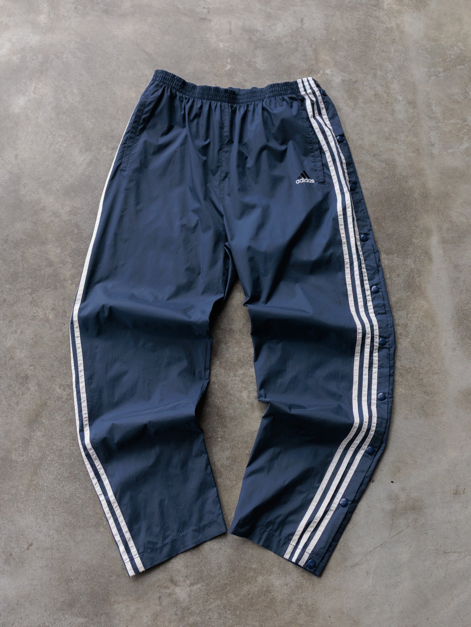 Vintage 00s Navy Adidas Snap Track Pants (M)