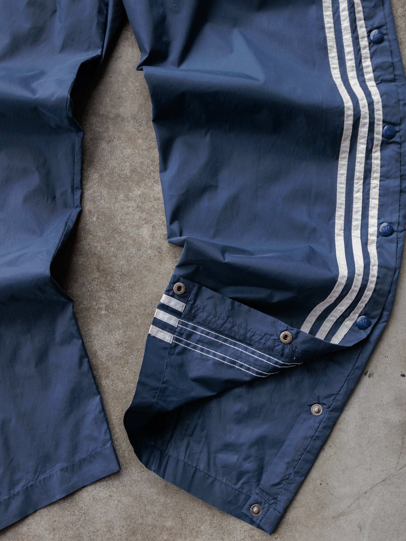Vintage 00s Navy Adidas Snap Track Pants (M)