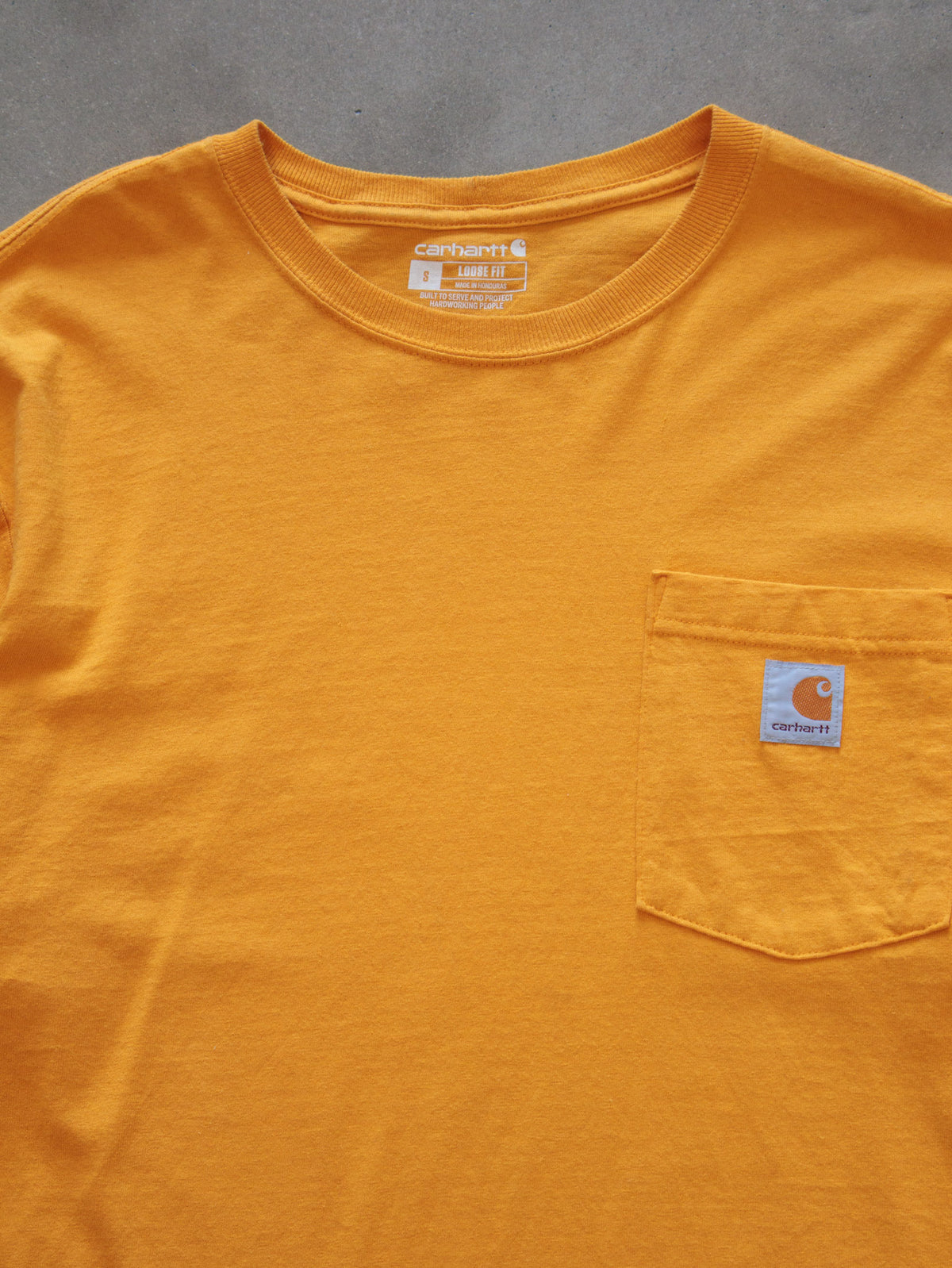 Vintage Yellow Carhartt Pocket Long Sleeve Tee (S)