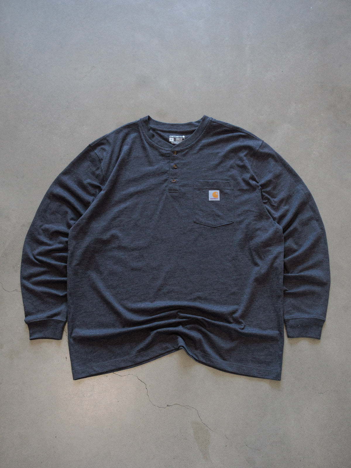 Vintage Grey Carhartt Henley Long Sleeve Tee (XL)