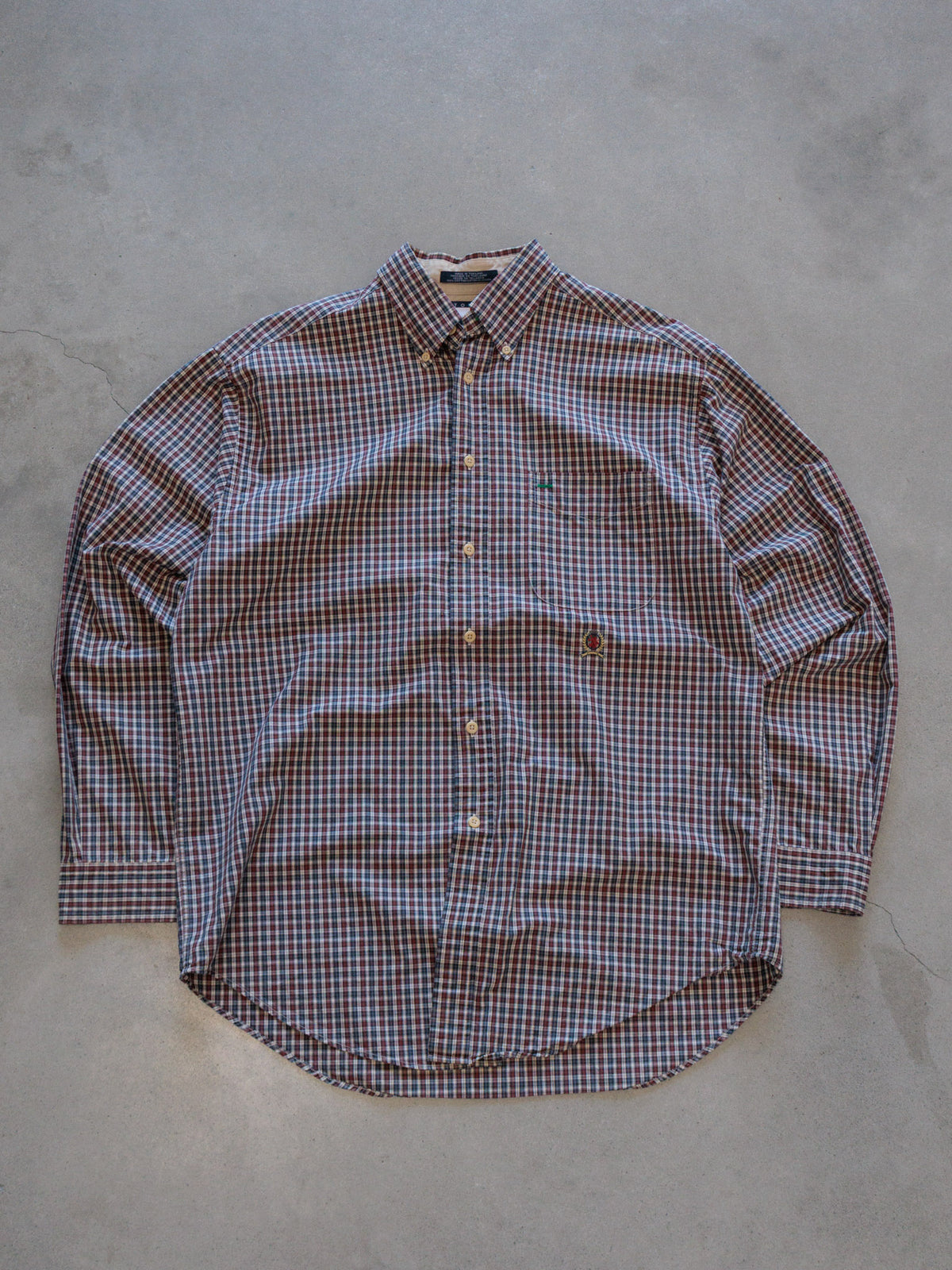 Vintage 90s Red Plaid Tommy Hilfiger Shirt (M)
